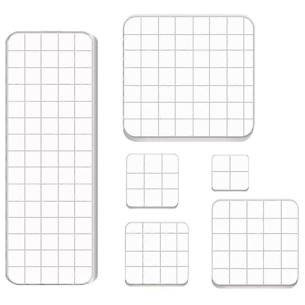 6 Pieces Stamp Blocks Acrylic Clear Stamping Blocks Tools with Grid Lines for Scrapbooking Crafts M