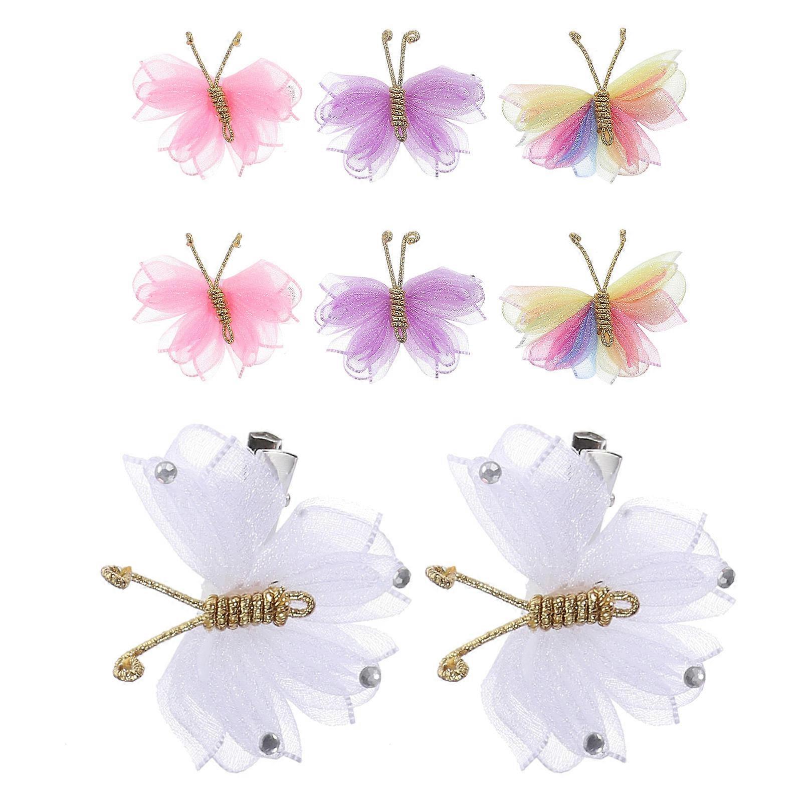 Decorative Hair Clips For Girls Small Assorted Color Gauze 5.5x4x1.5cm 8Pcs