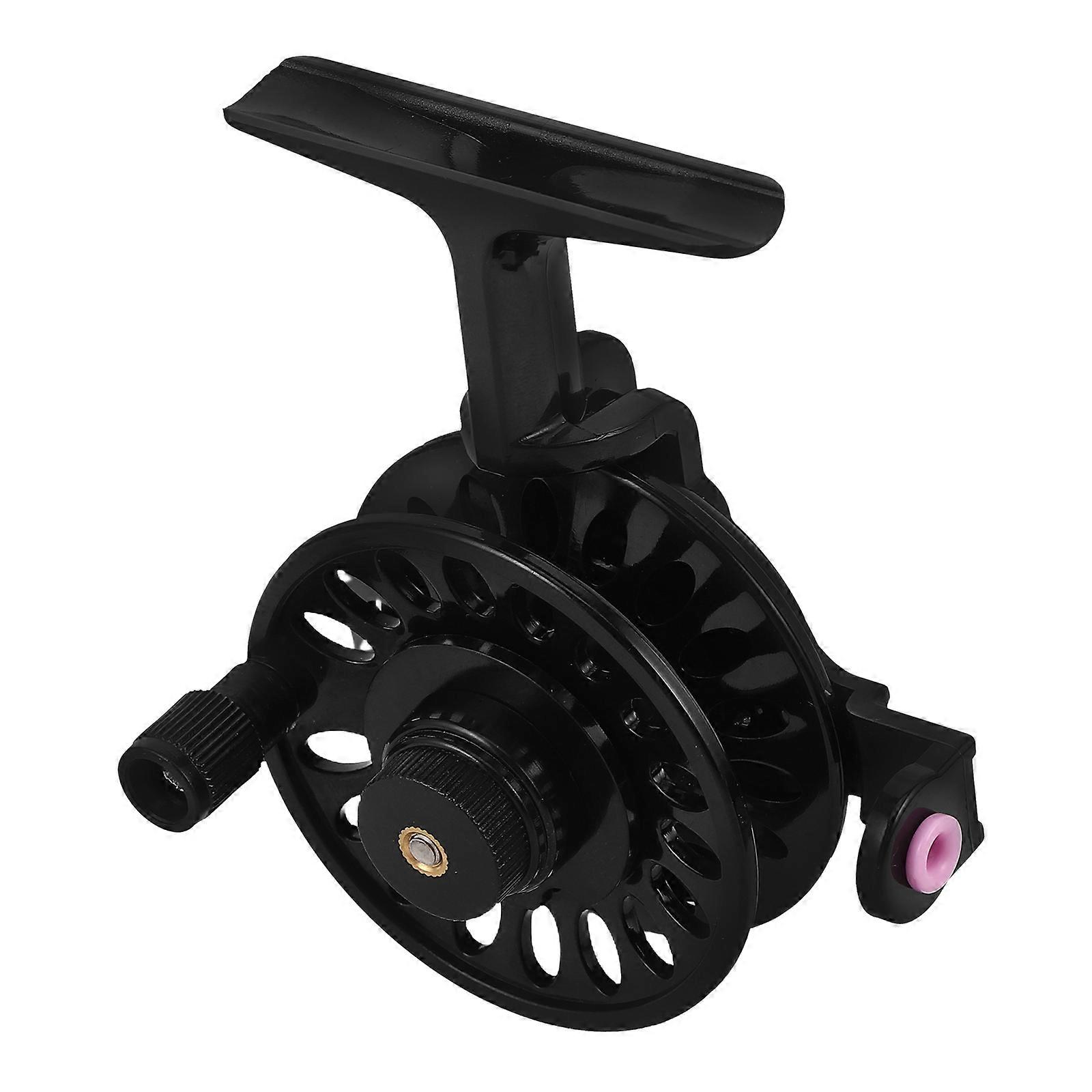 Black Fishing Reel with Adjustable Brake Force for Winter Fishing Made from Durable ABS Material