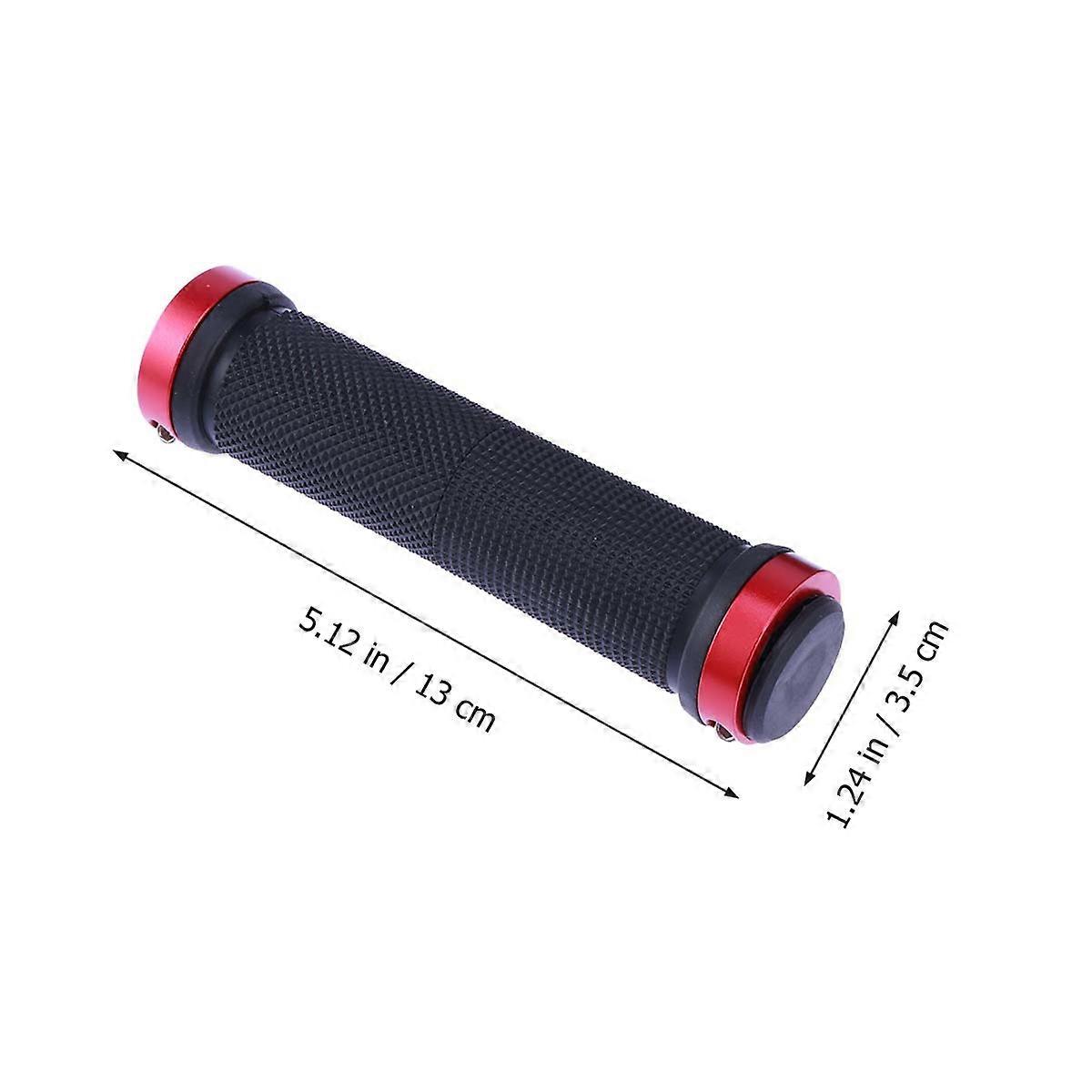 Red Mountain Bike Handlebar Grips with Double Lock Aluminum Alloy Antiskid Sleeves for Comfortable
