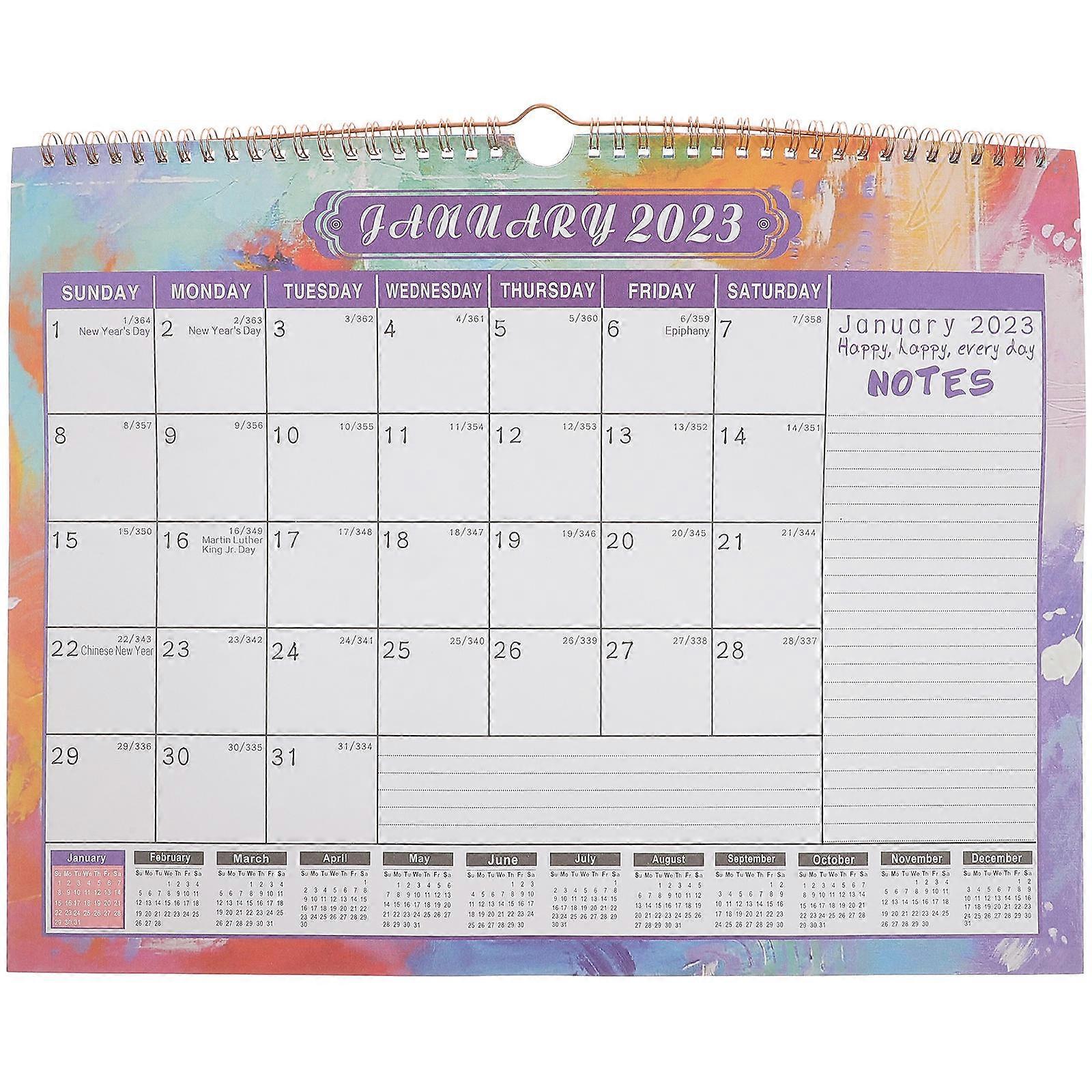 Fashionable Hanging Calendar 38.7X30Cm For Classroom Use Holiday Tracking 1Pack