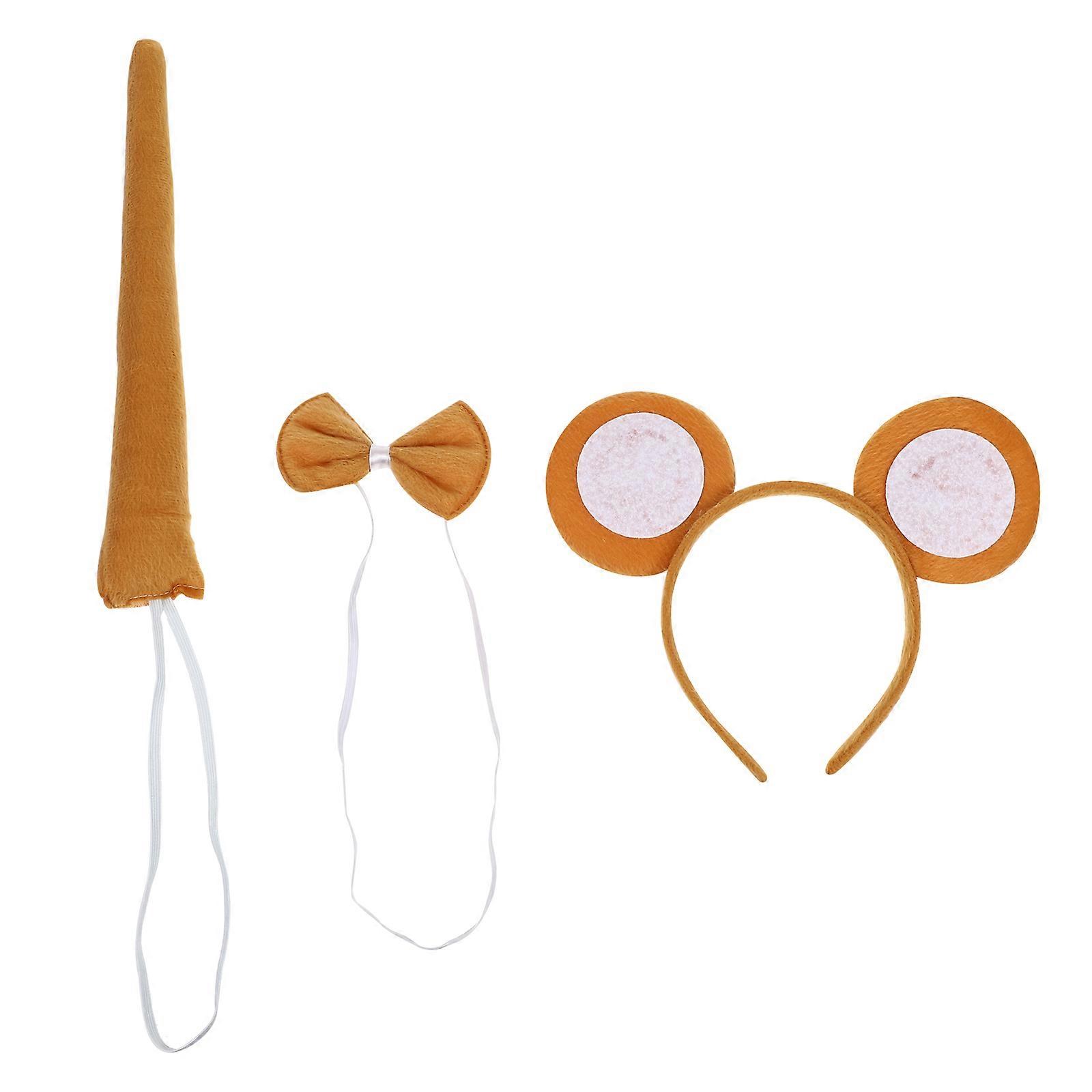 Cosplay Monkey Headband Accessory For Halloween Parties Brown Tail Design Costume 3Pcs In 1 Set