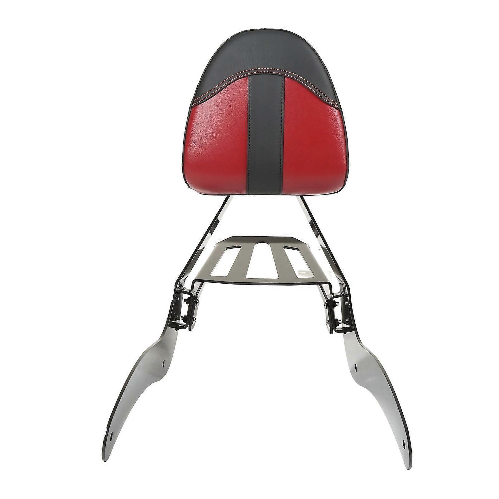 Motorcycle Rear Backrest with Luggage Rack Soft Padding Red Black