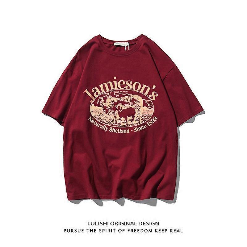 Trendy Oversize ort Sve Women's T-irt Loose Fit Korean Sle Summer Vintage Print round Ne Cotton Top