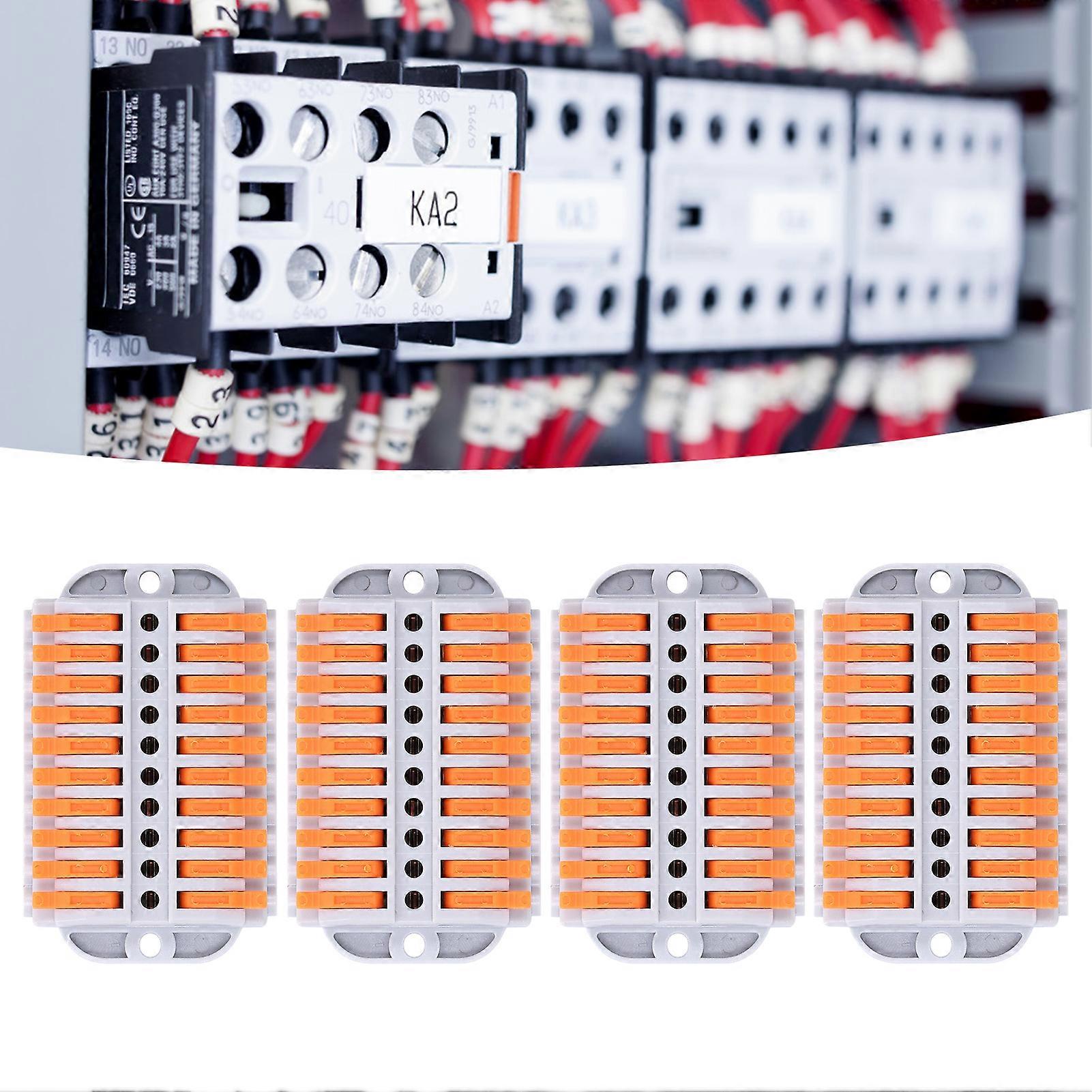 4Pcs 223-10P Wire Connector Kit ABS Copper Quick Splicing Terminals