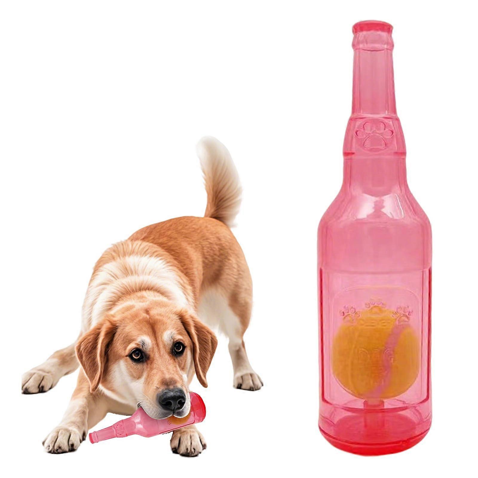 Dog Squeaky Toys 2Pack Bottle With Tennis Ball Interactive Chew Toy For Small, Medium, Large Dogs