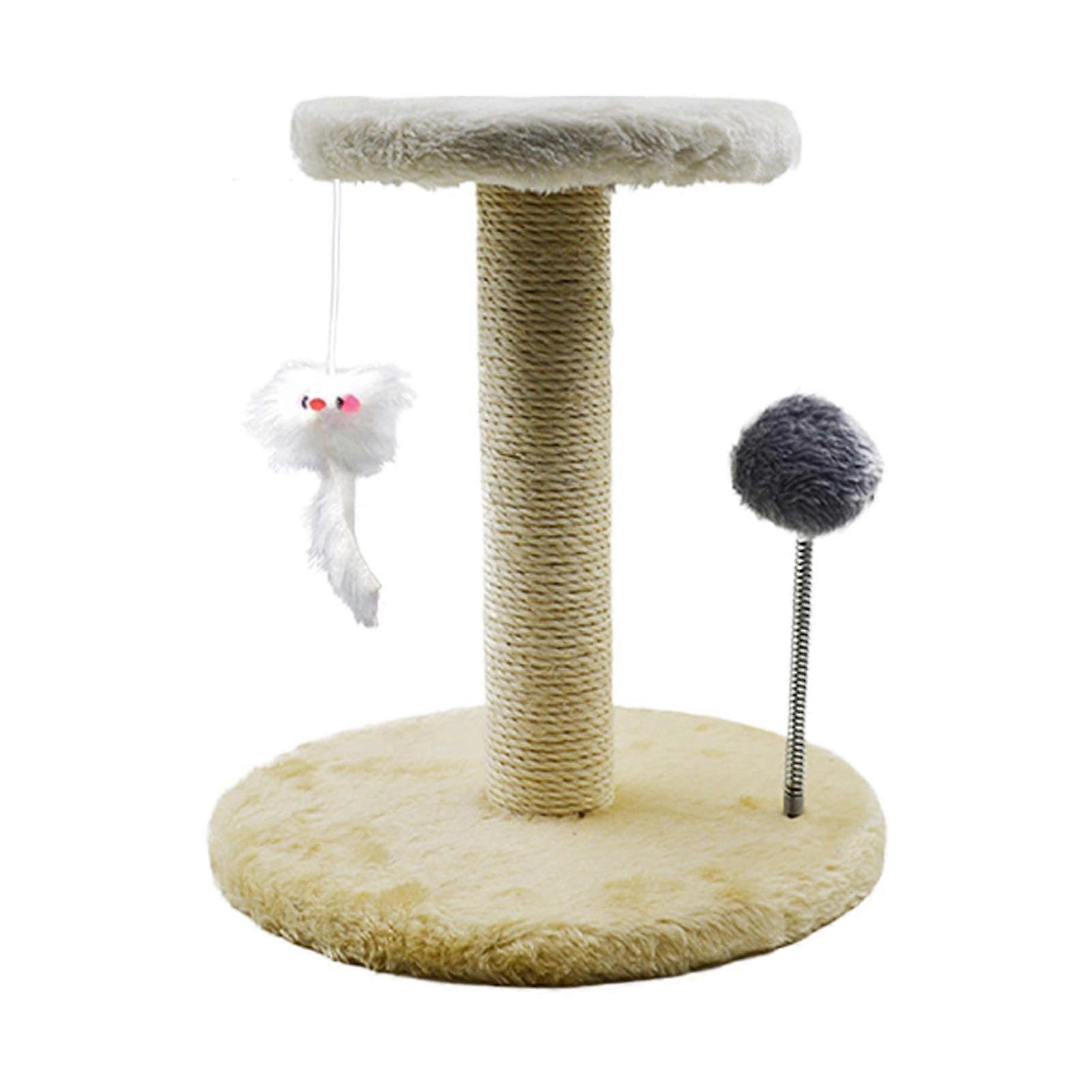 Cat Tower For Indoor Cats Large Scratching Post With Feather And Spring Ball Kittens Activity Tree Beige TiltProtection