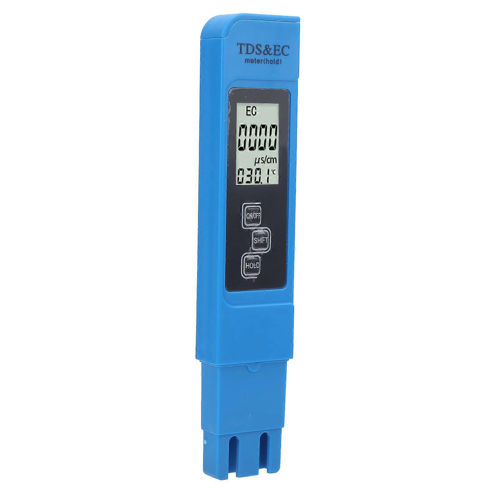 3‑In‑1 Water Quality Tester Portable TDS EC Temperature Meter with HD LED DisplayBlue 