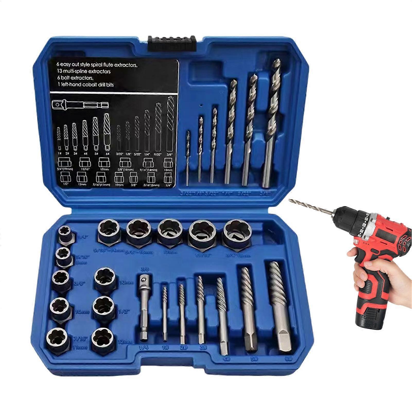 Screw Extractor Set For Stripped Screws And Nuts Rusted Bolt Remover Drill Bit Tool For Easy Out Of Rusted Damaged Hardware