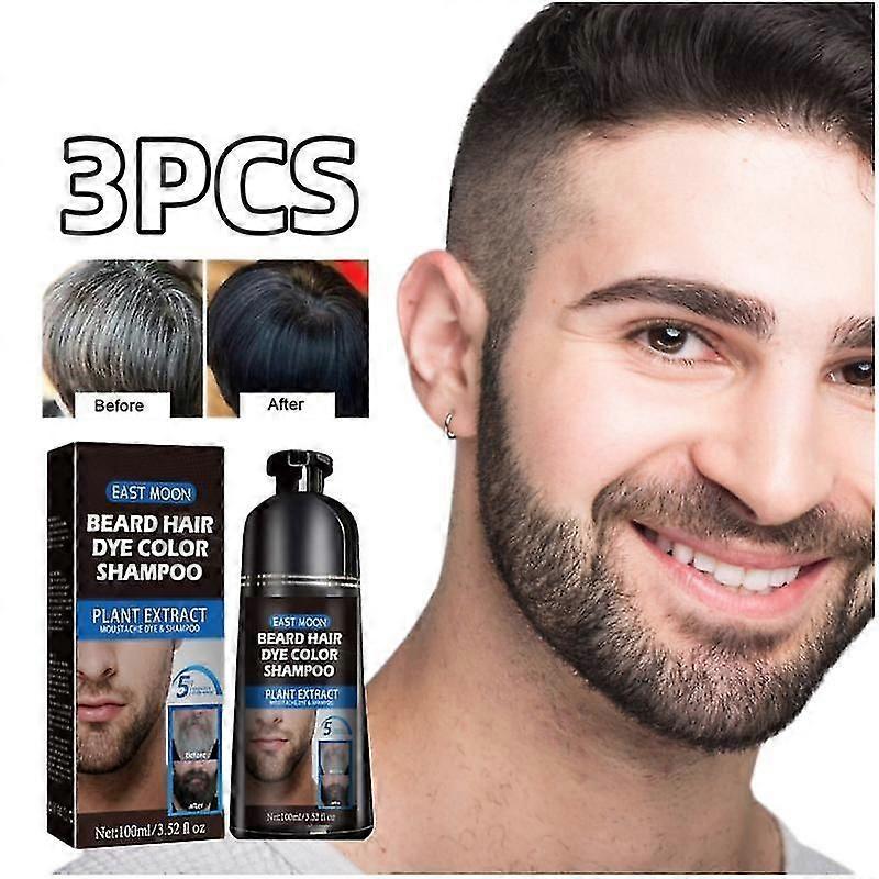 1-3 قطع لون اللحية صبغ الشامبو الرجال الطبيعي شارب يموت سواد أسود