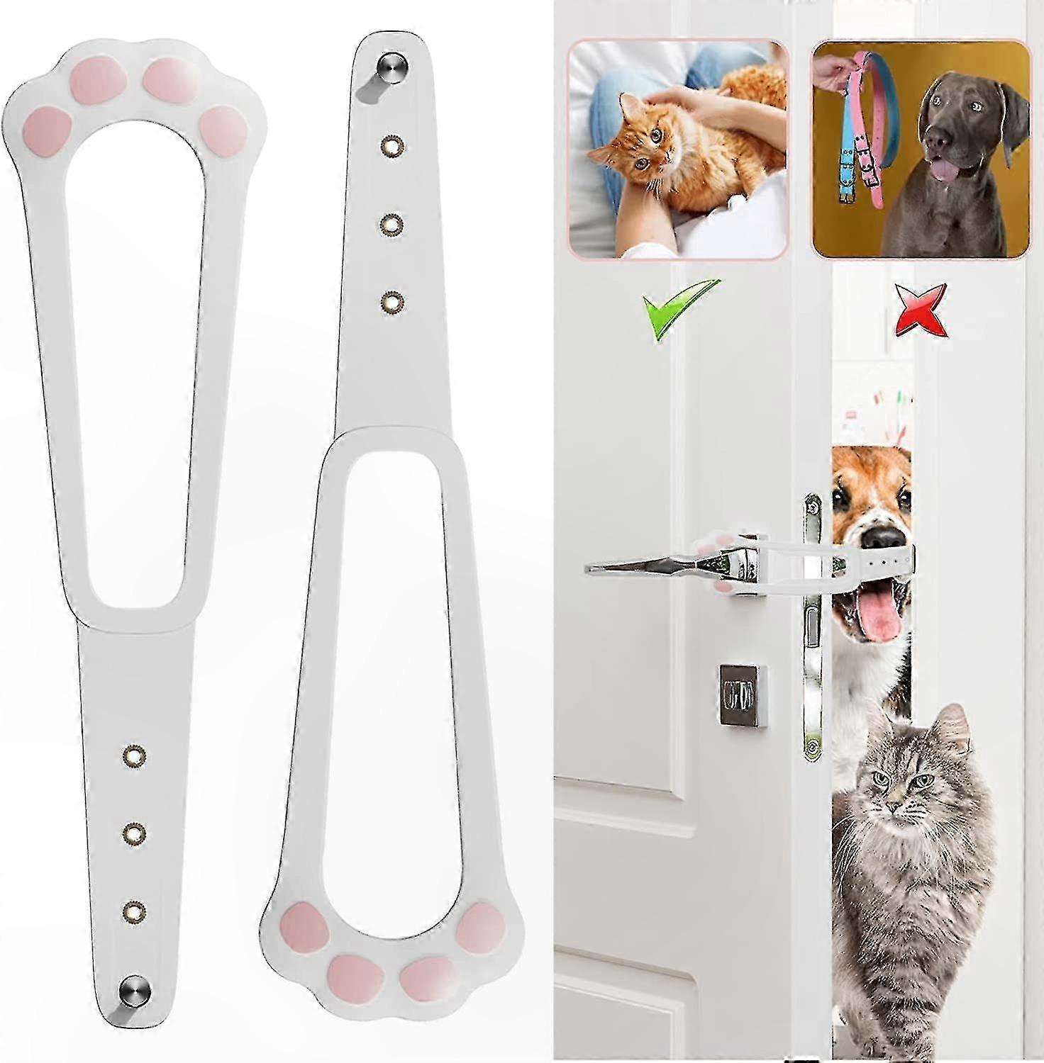 2 Pack Adjustable Cat Door Latch Strap, Flexible Holder for Pet Access & Child Safety