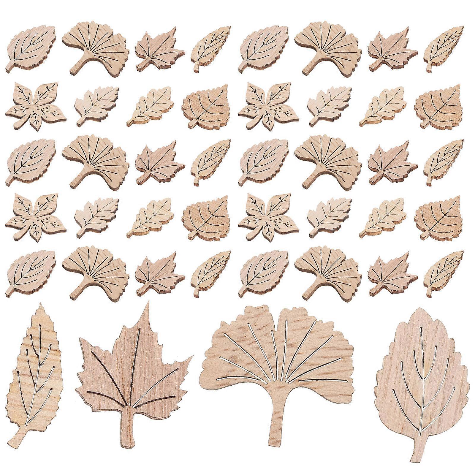 Leaf Pattern Wood Chips Wood Slices for Decoration 100Pcs Scrapbooking
