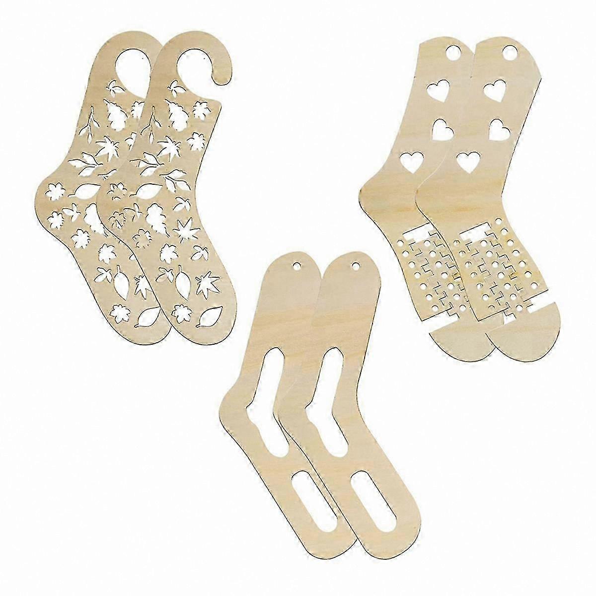 Adjustable Wooden Sock Blockers for Knitting and Crochet, 6 Pack Multi-Size Sock Shapers for Handmade Garments