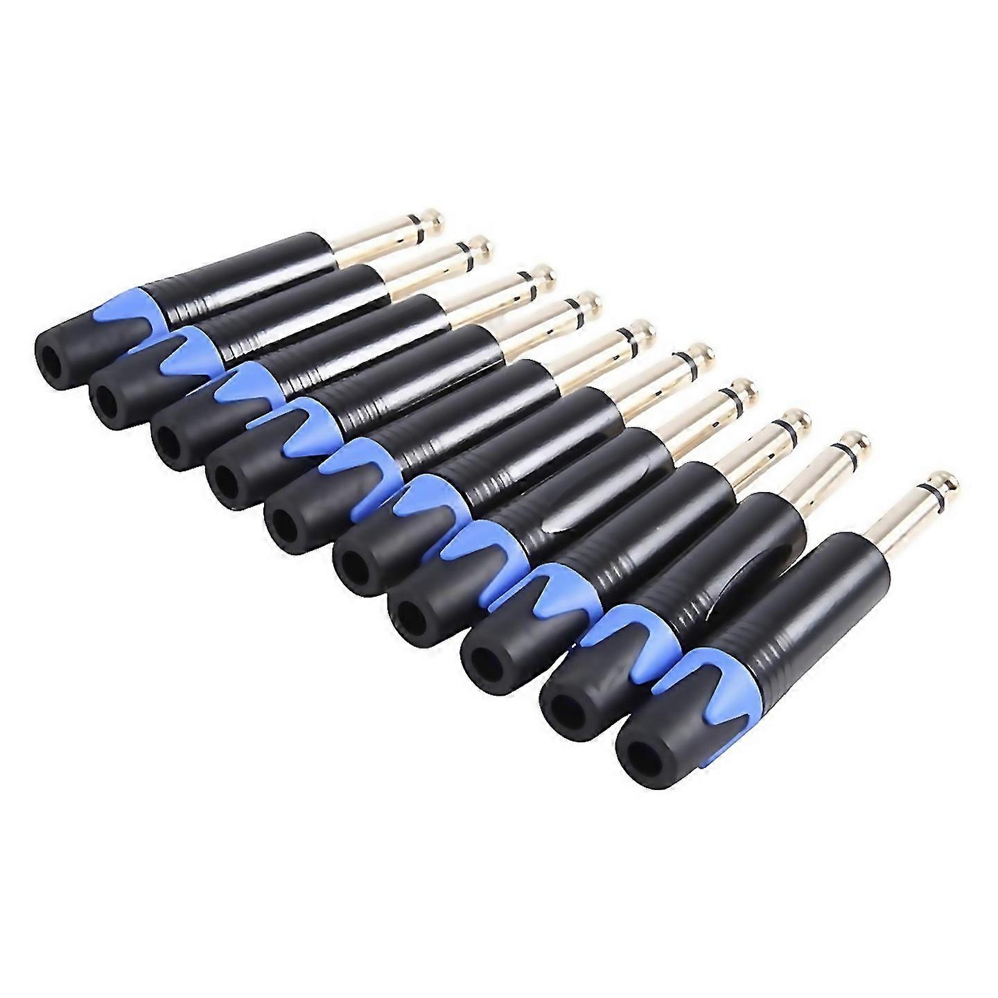 For 10pcs Plug Mono Professional 2 Pole 635mm 65mm Stereo Jack