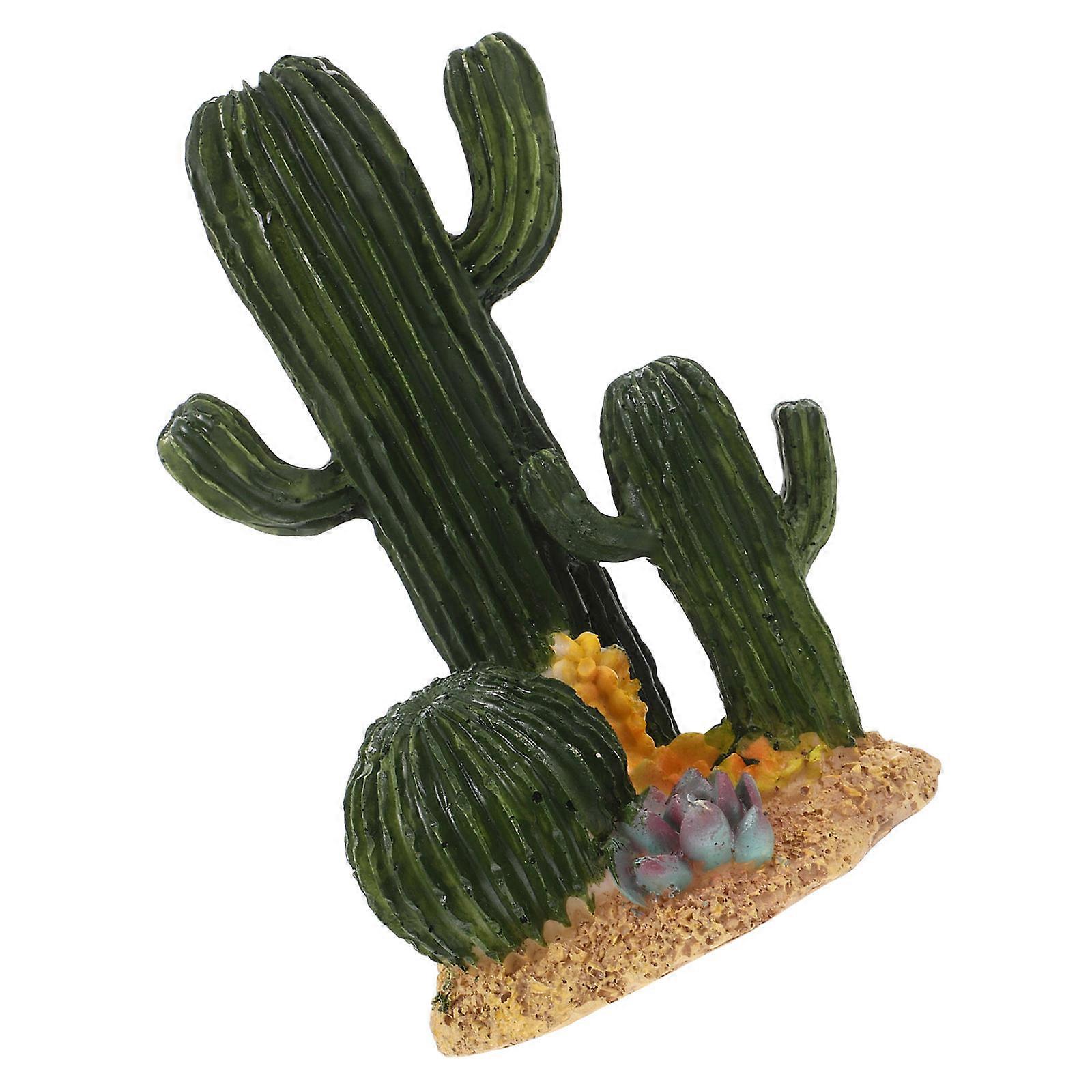 Succulents Cactus Plant Resin Ornament for Desert Reptile Decor