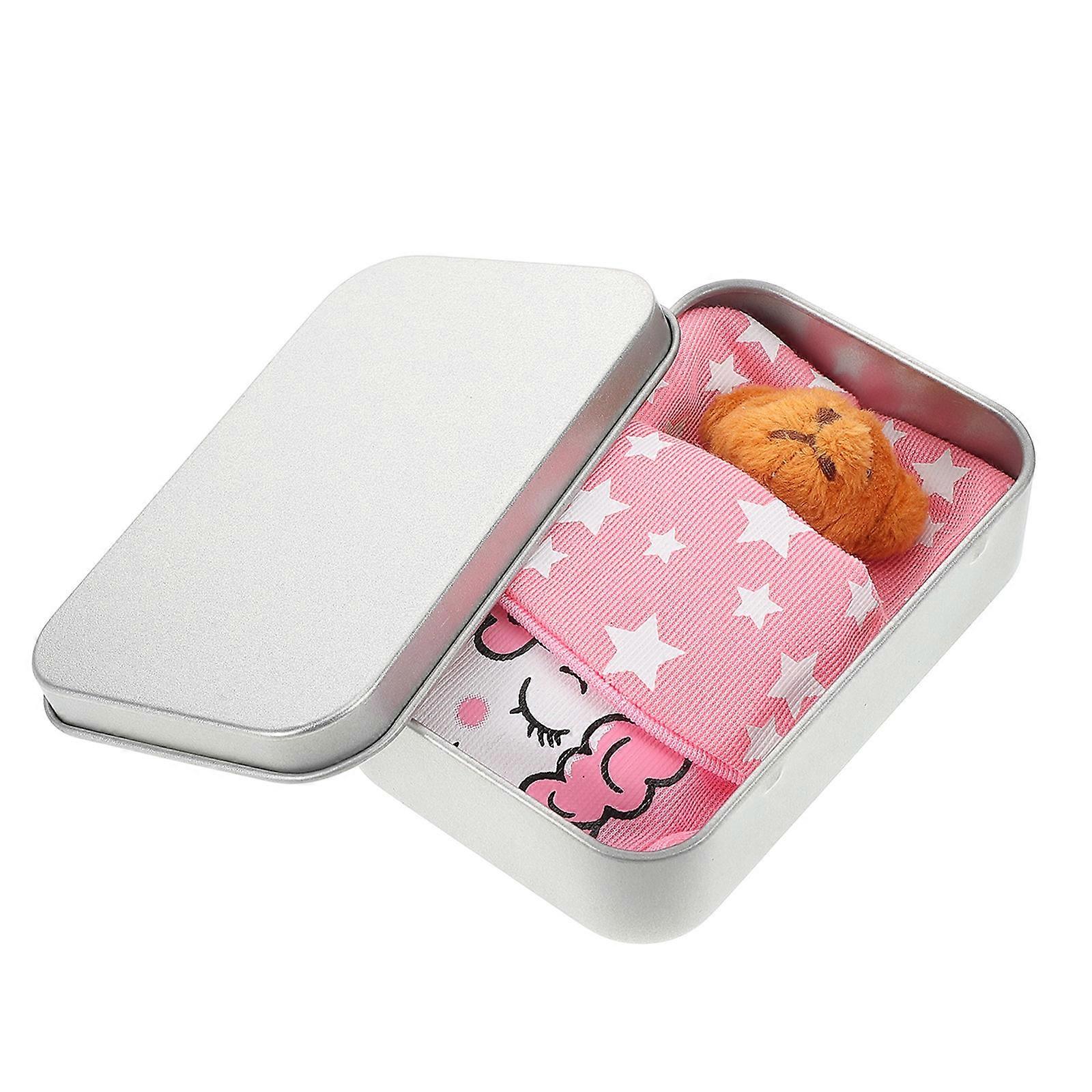 Mini Stuffed Bear Plush Bear Ornament in Tin Box for Party Favors