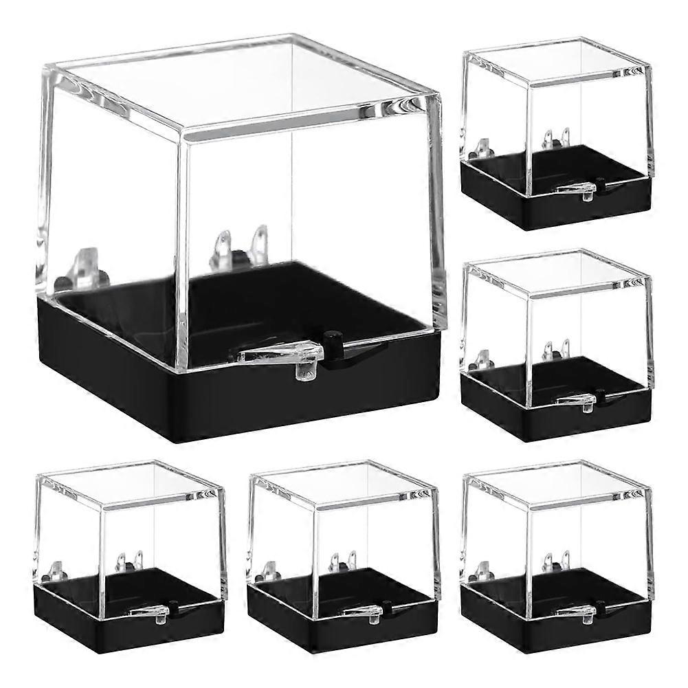 6pcs Transparent Plastic Rock Collection Display Case Sturdy Organizer for Gemstones Jewelry and Collectibles Storage