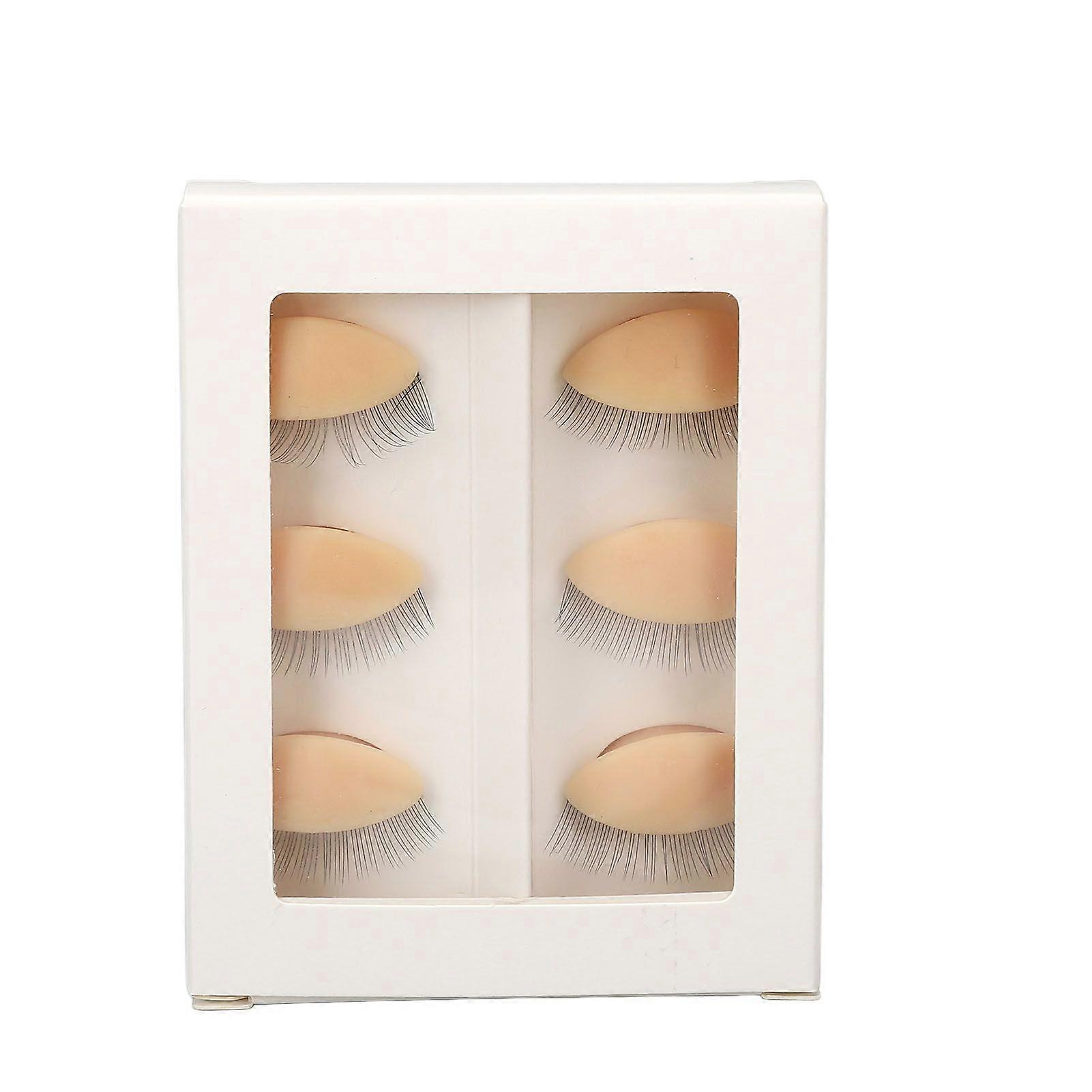 3 Pairs Replacement Eyelids for Mannequin Head Eyelash Extension Practice Removable Eyelids with Eyelashes Skin Color
