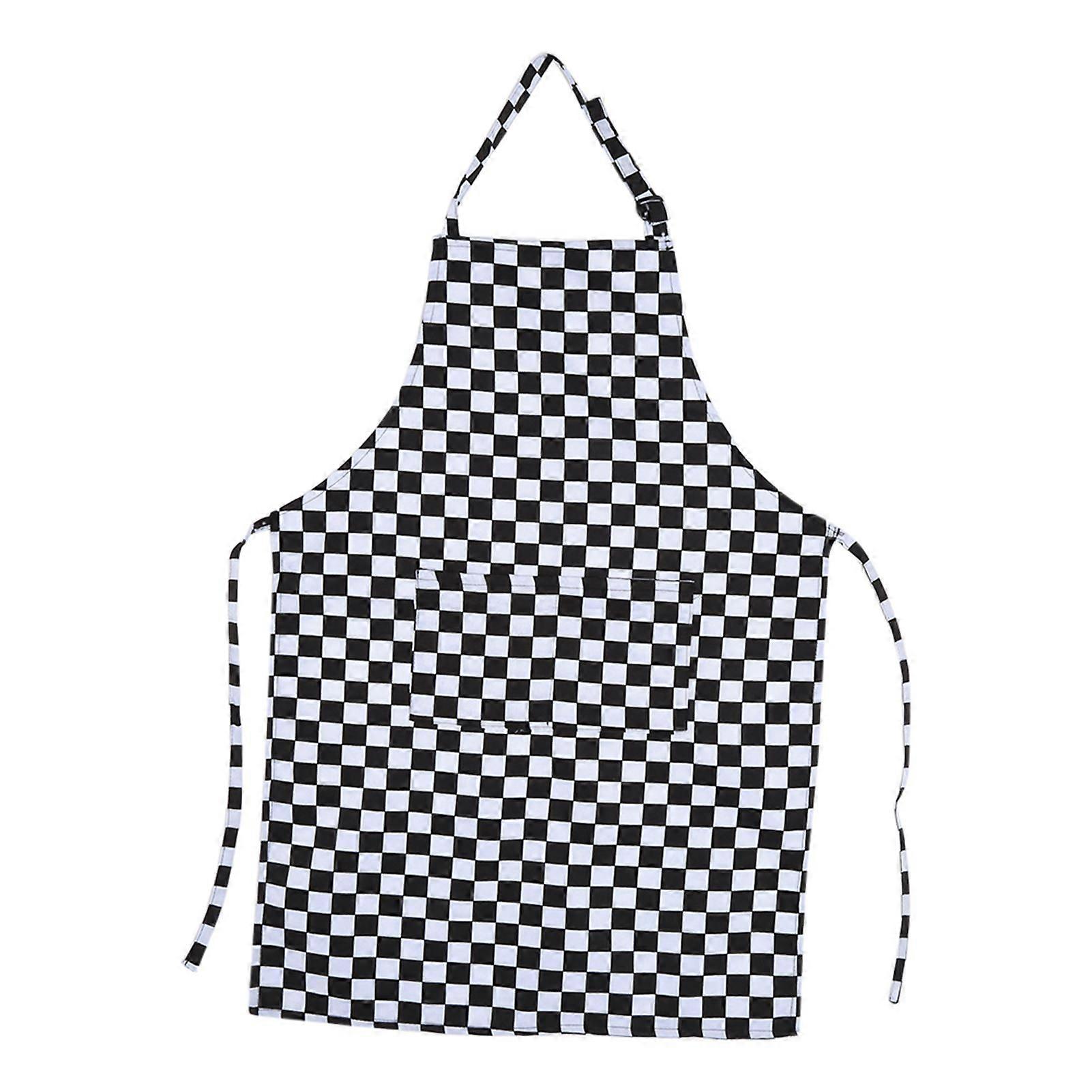 New Womens  Mens Adjustable Apron With Front Pocket Kitchen Baking(#2 Grid)