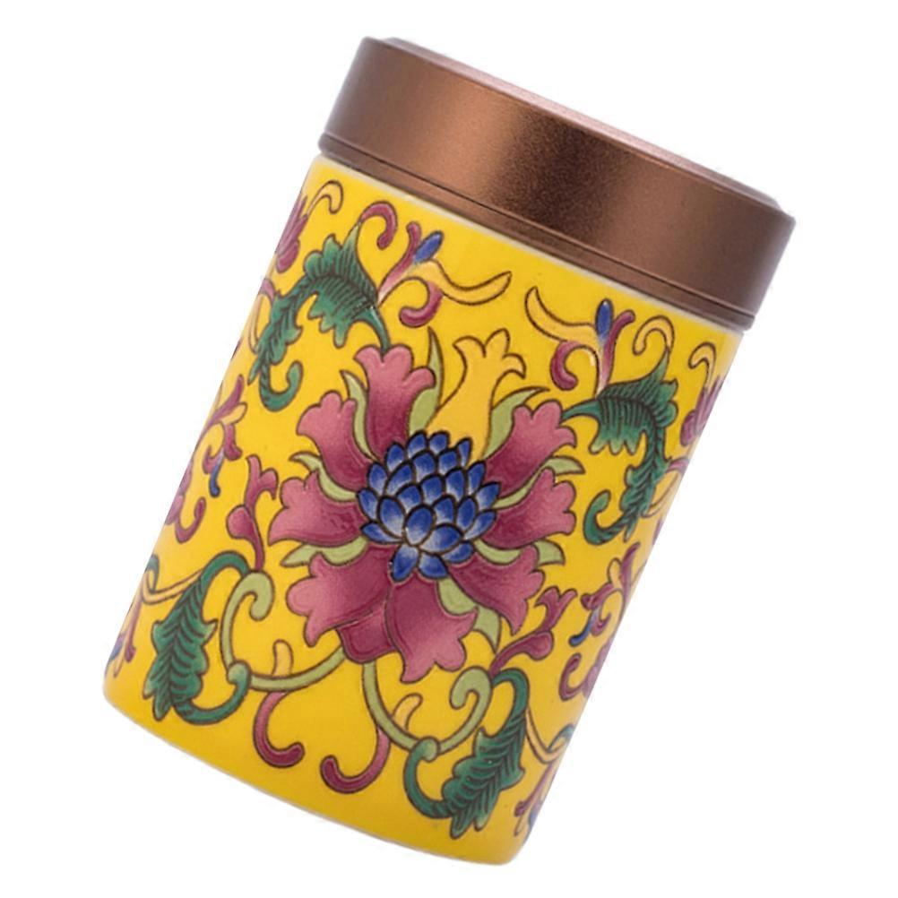 Yellow Ceramic Tea-Leaf Jar for Storage with Sealed Design