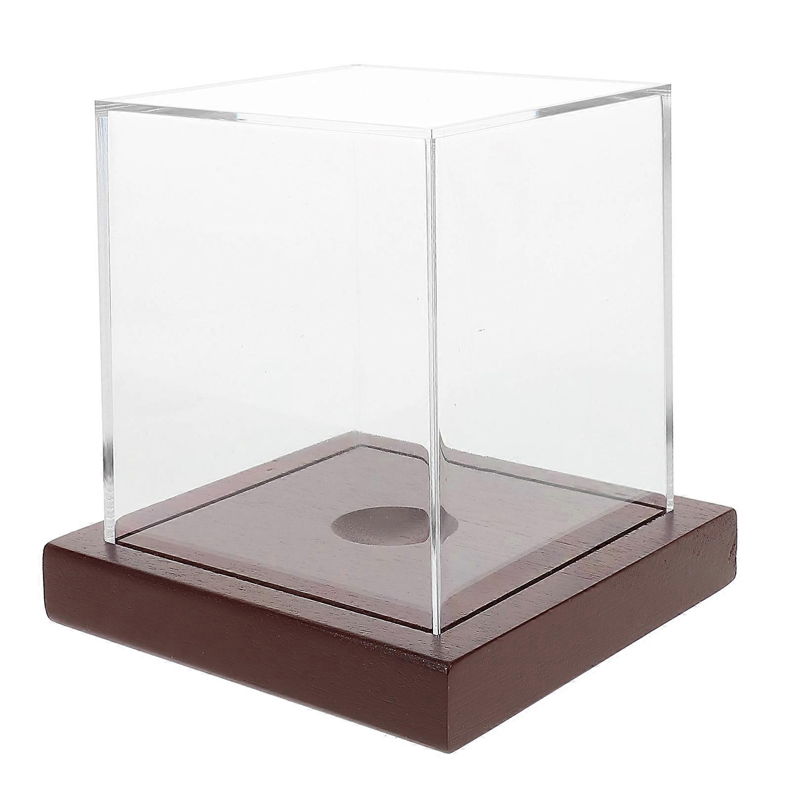 5Pcs Baseball Display Case with Wooden Base for Storage Clear Acrylic Box