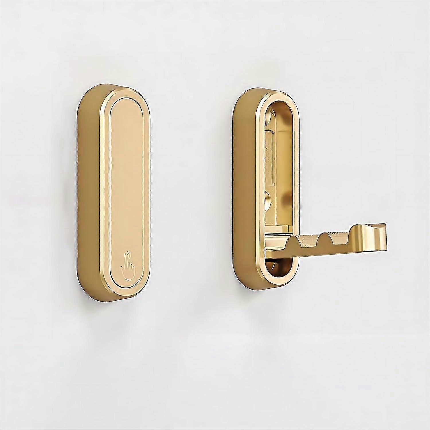 2  Brushed Gold Foldable Towel Hooks for Bathroom,Wall Hooks for Hanging Heavy Duty Coat Robe Purse Hooks, Foldable Hooks Storage Solution for Bathroo