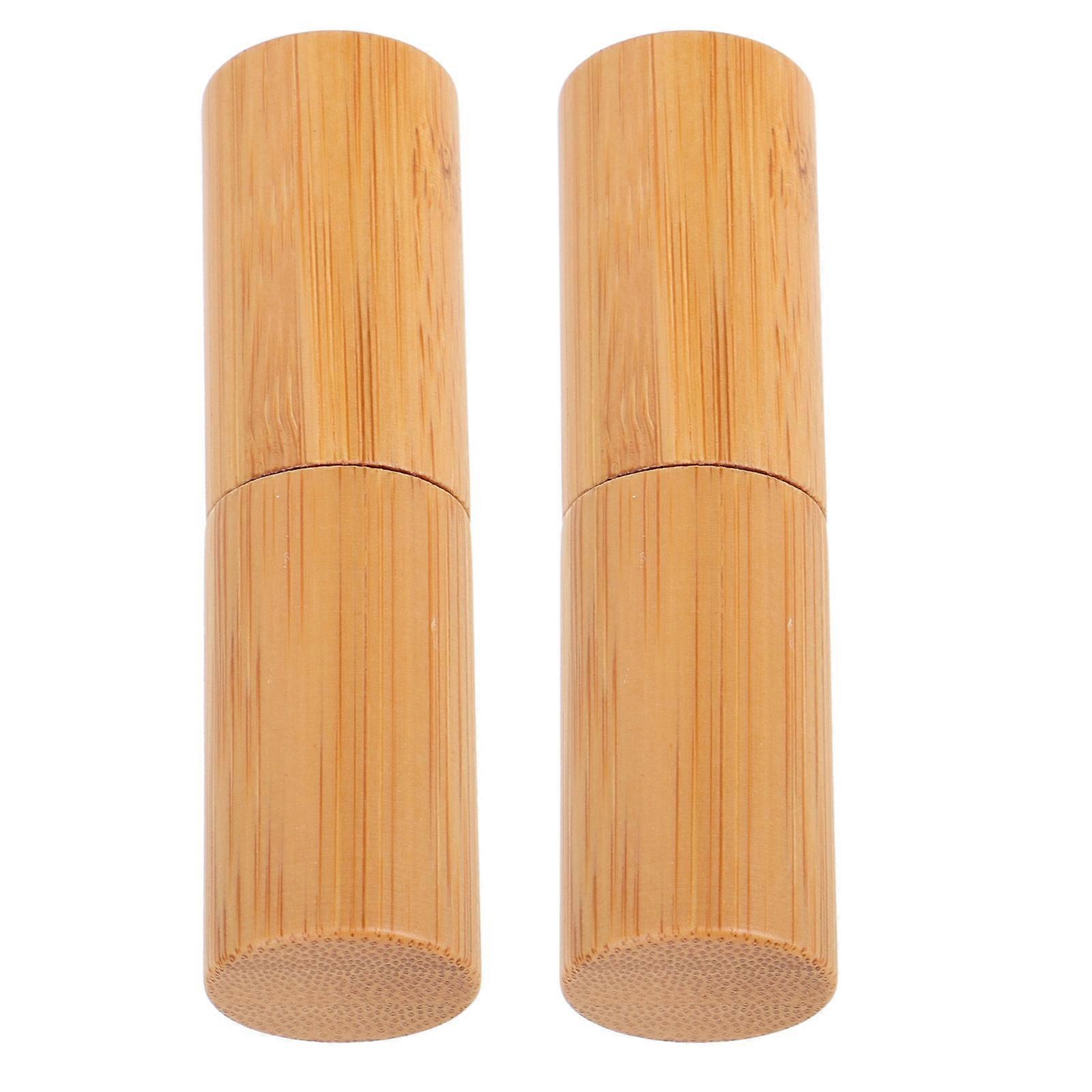 Empty Bamboo Lipstick Tubes 10 Pcs For DIY Lip Balm And Lip Gloss Storage Perfect For Makeup Enthusiasts Compact Design Light Brown