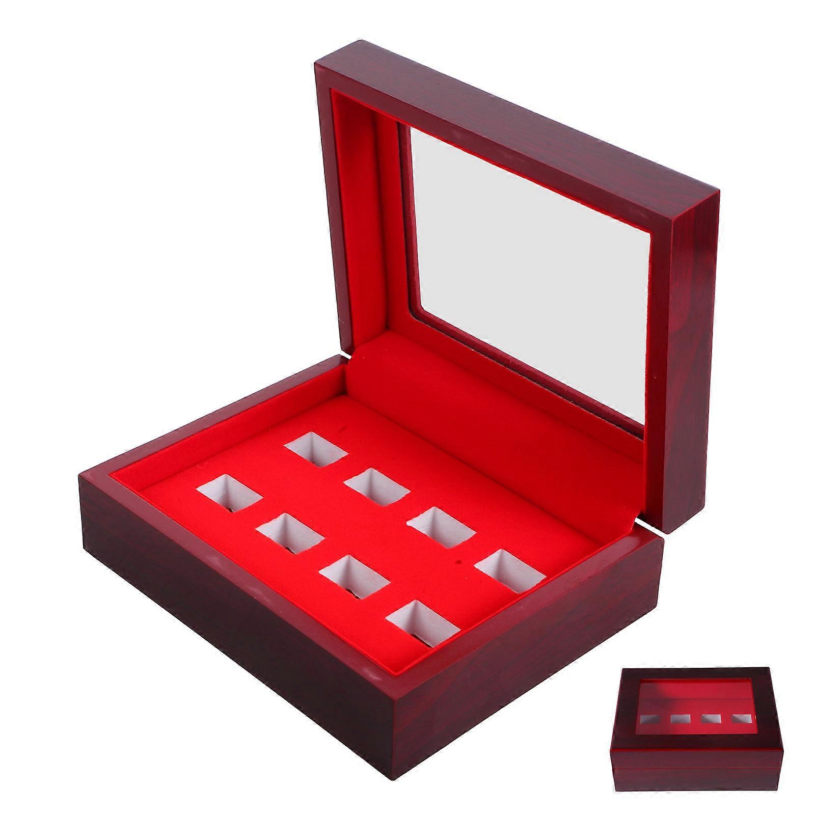 Multi Hole Wooden Ring Display Case For Trophy Protection And Showcase 3Pcs Vintage