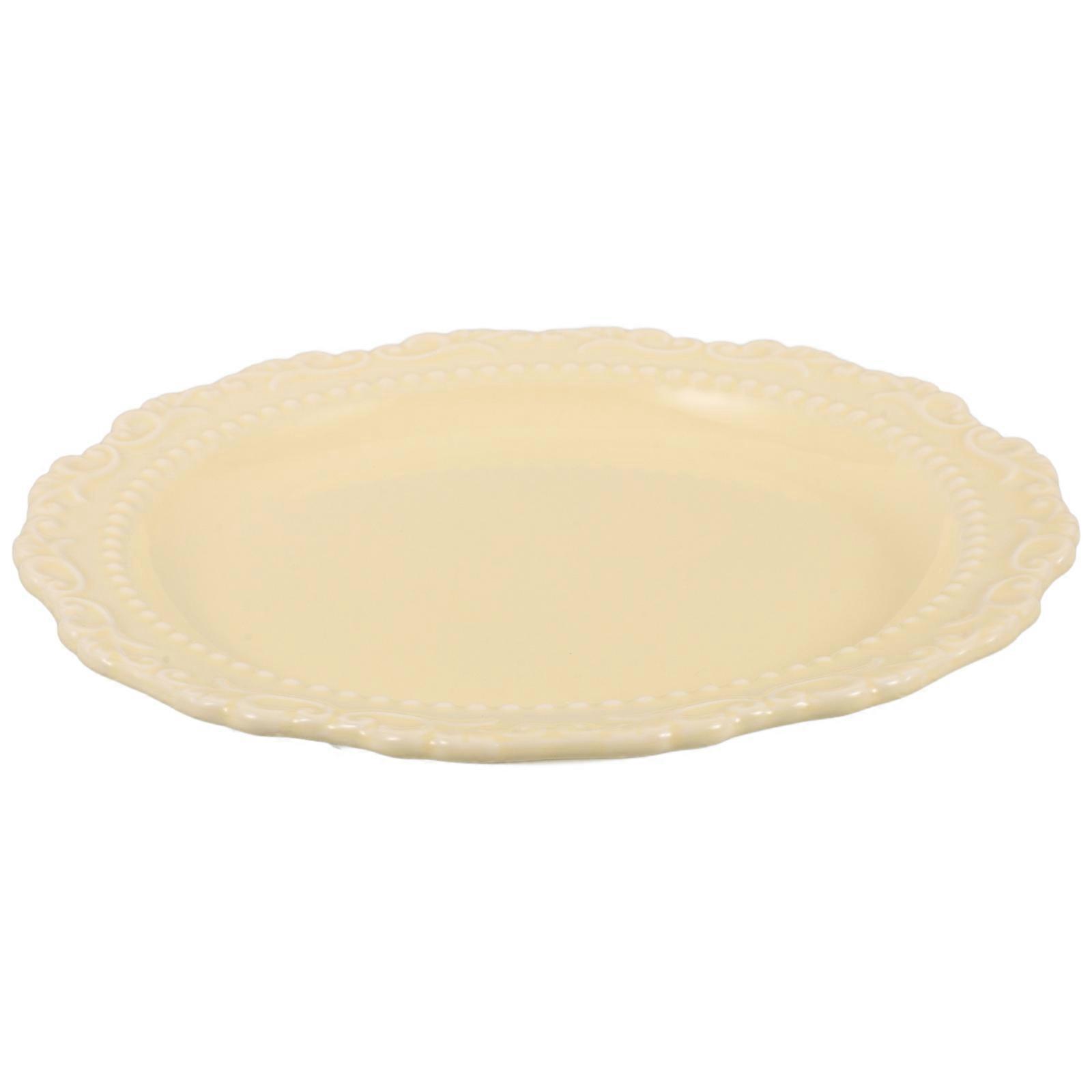 Dinner Plate Ceramic Tableware for Home 3Pcs Embossed Yellow Set