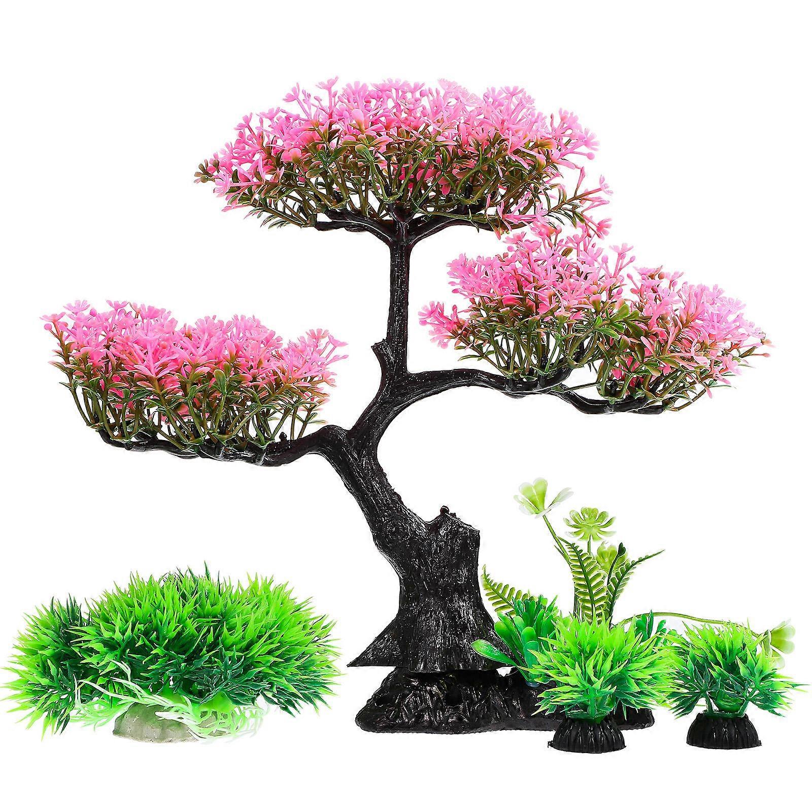 Artificial Aquarium Plants for Decoration Plastic 2Sets Fish Tank Decorations