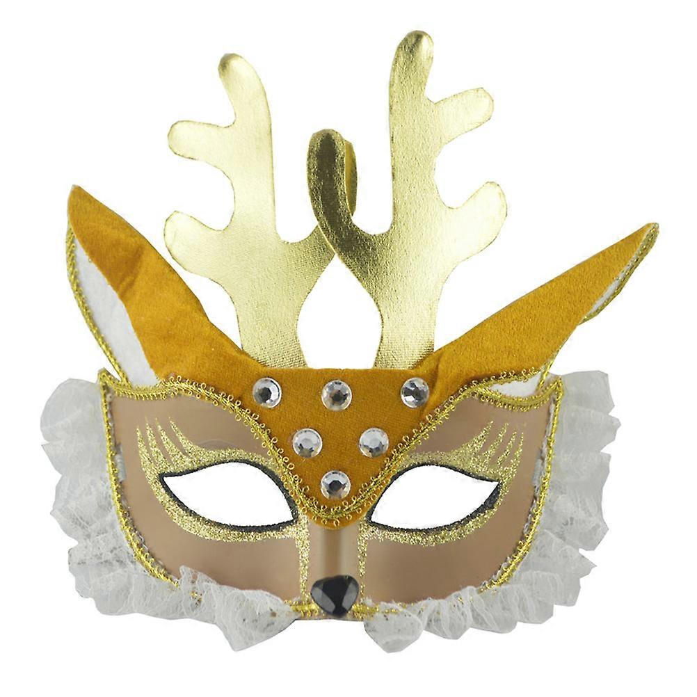 Masquerade Ball Mask Lace Deer Style for Party Use 2Pcs Face Mask