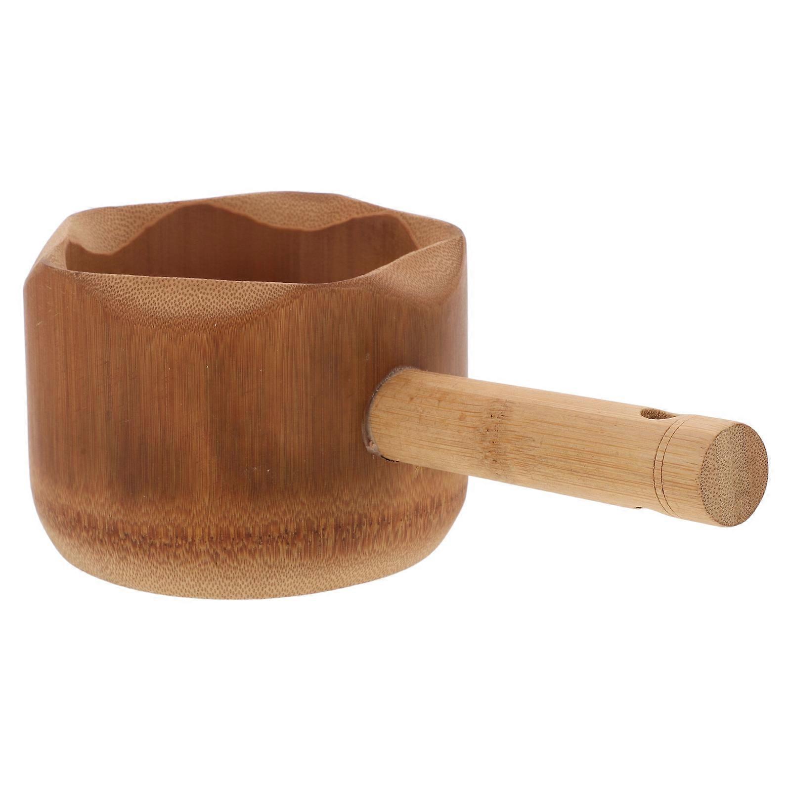 2Pcs Bamboo Water Scoop Long Handled Ladle Suitable For Home Use And Gardening Khaki Color With Anthropomorphic Handle For Daily Tasks