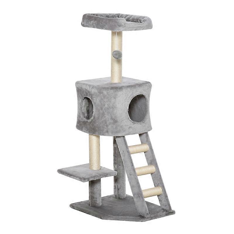 120 cm Cat Tree Cave Play Ball Sisal Posts Platform Ladder Gray