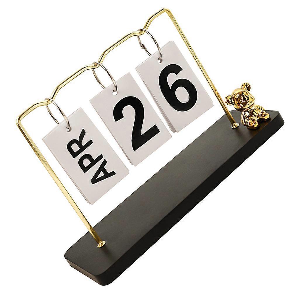 Wood Flip Calendar Manual Turning Desk Calendar 3Pcs for Home Use