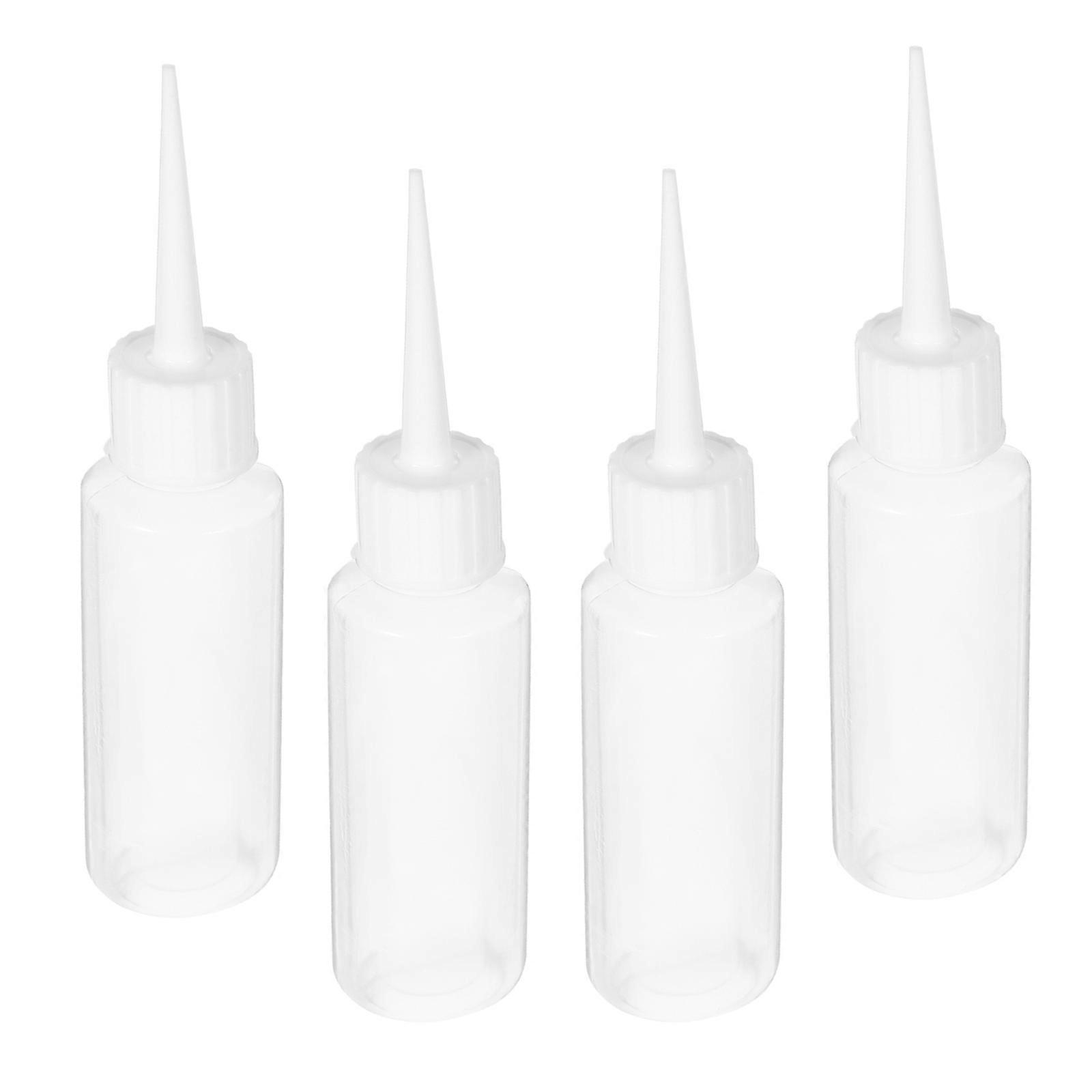 Glue Dispensing Bottle White 50ml Polyethylene Material Precision Tip 4Pcs