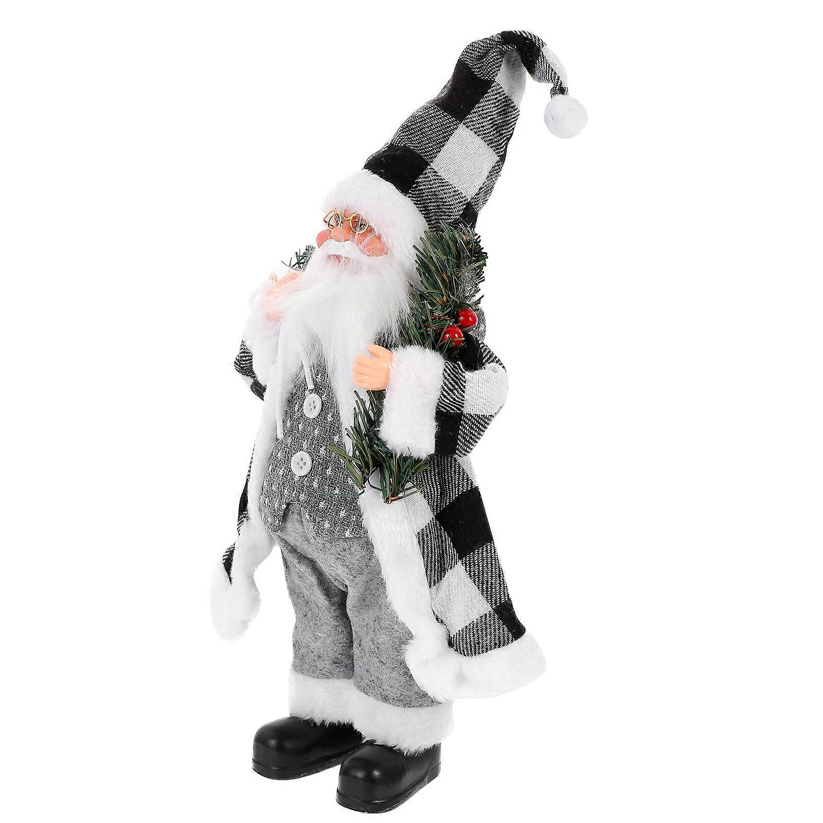 Figure Ornament Santa Claus Figurine Miniature For Tabletop Scene Layout Props Multi Color 30X20CM Highlight Christmas Atmosphere 1Set