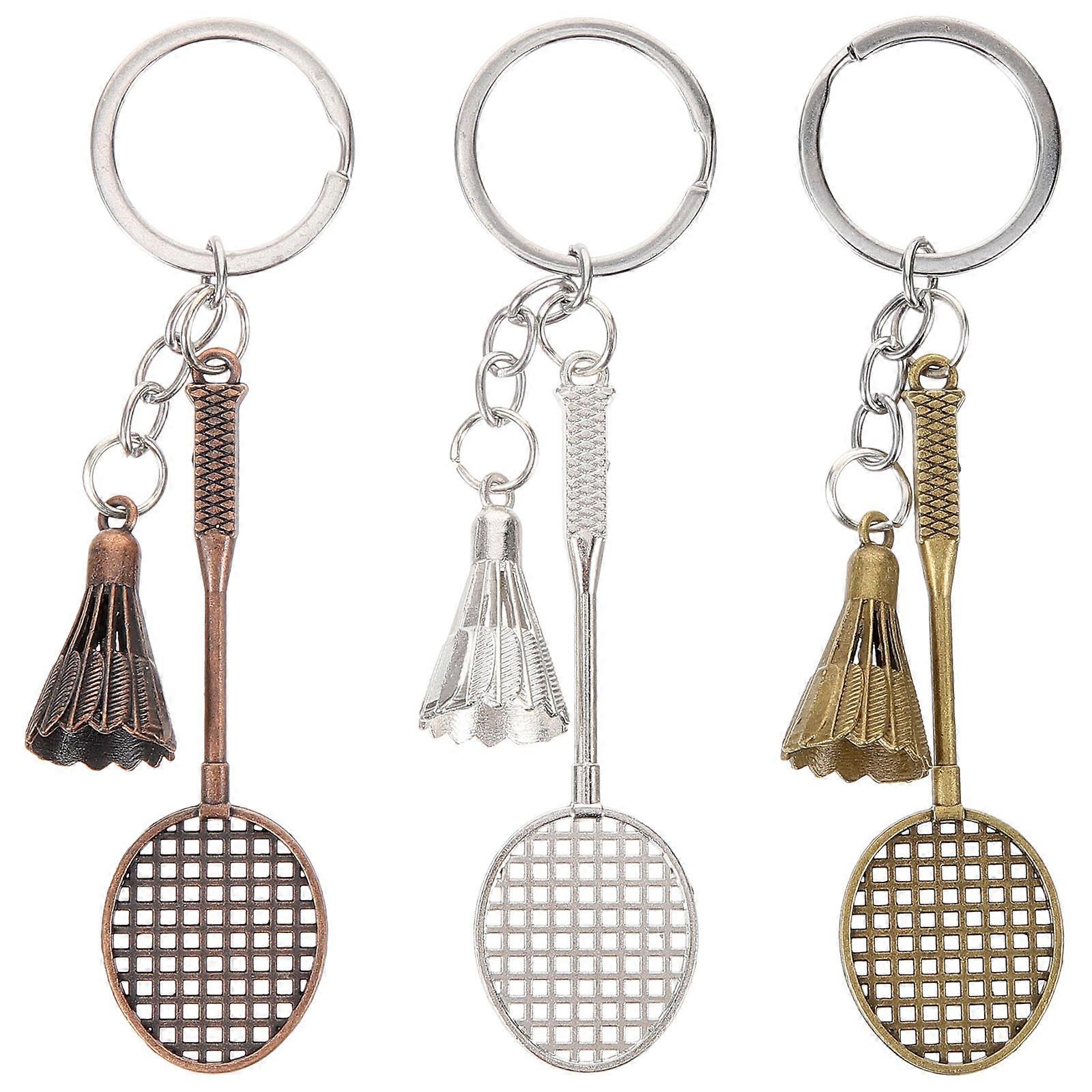Badminton Design Key Chains 3Pcs Assorted Color Key Pendant Everyday Use Decoration for Teens