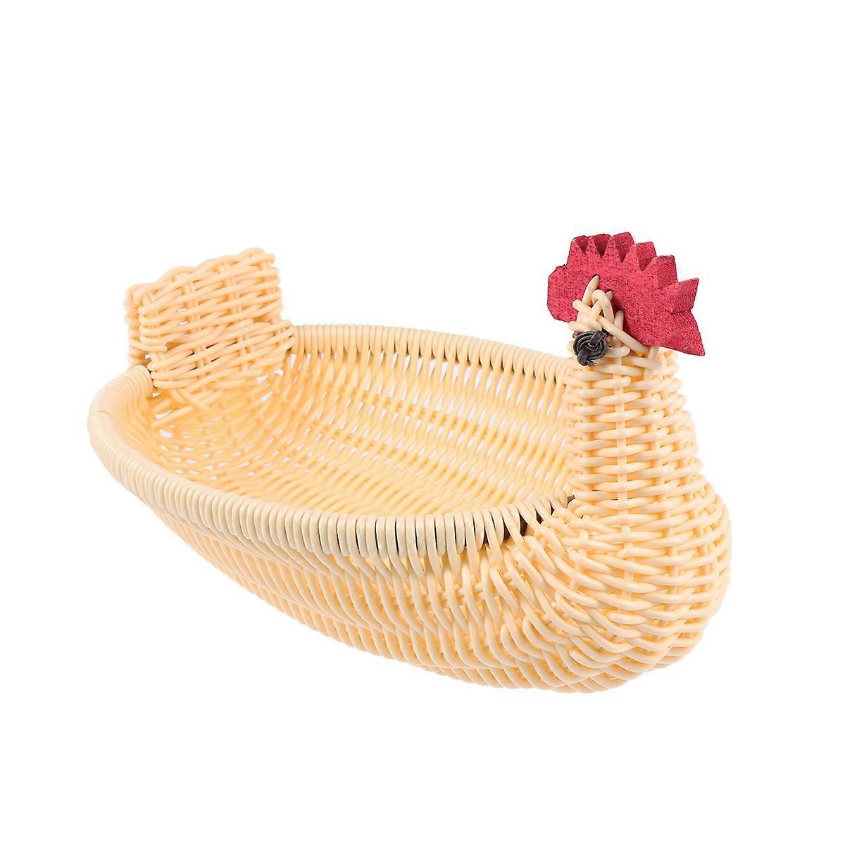 Rattan Snack Tray Creative Chicken Style for Fruit Storage 3Pcs Set