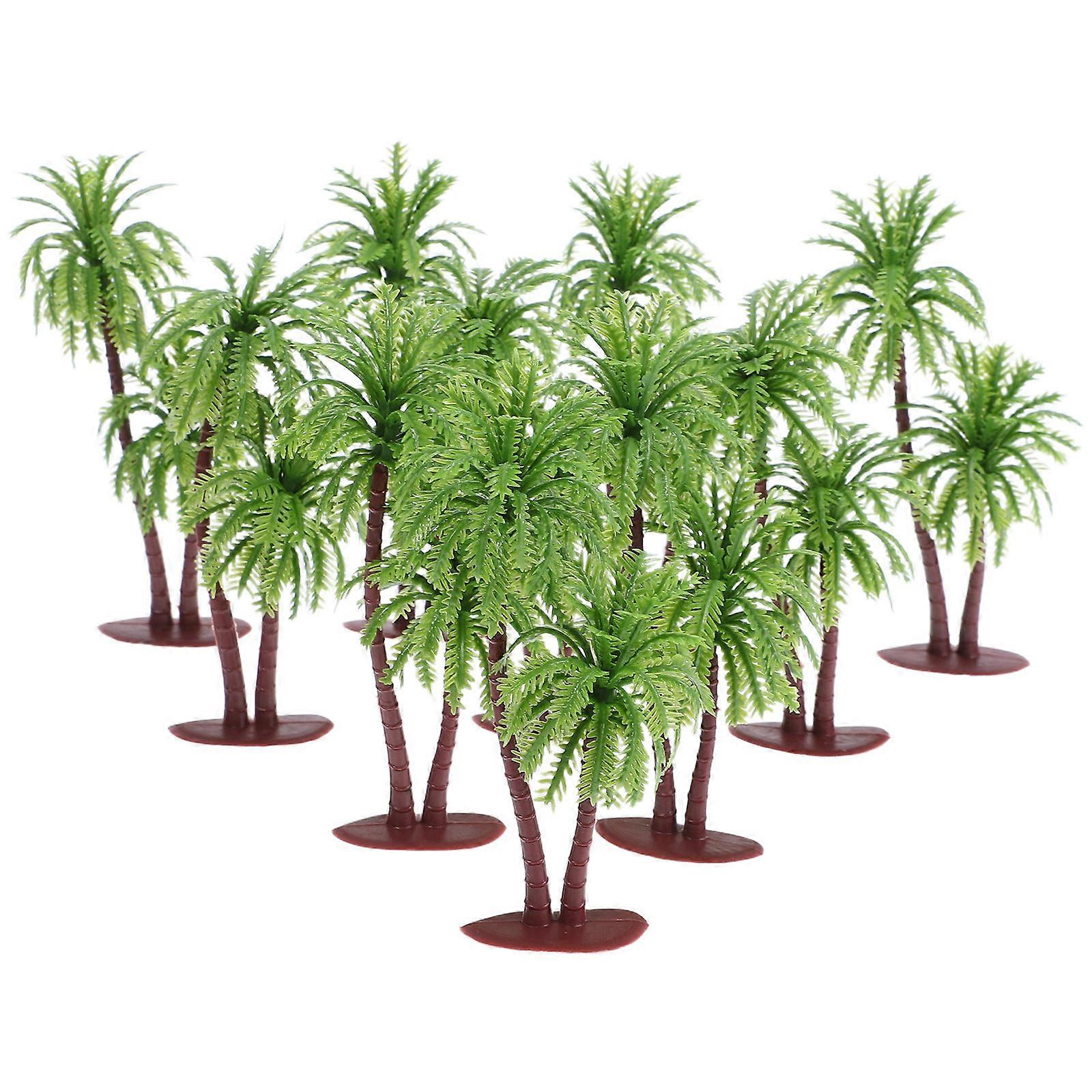 20Pcs Faux Palm Tree for Decoration Miniature Artificial Green Plastic Models