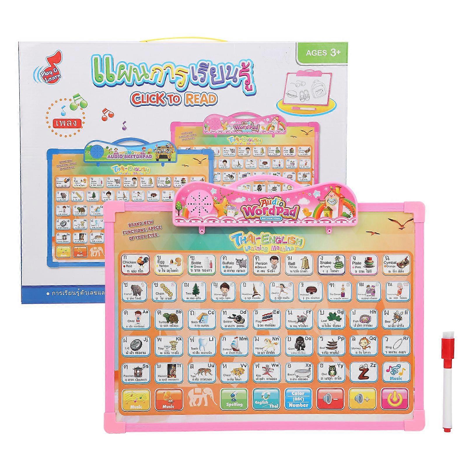 Thai English Language Reading Book Learning Ebook Voice Reading Book Educational Study Toy(Pink )