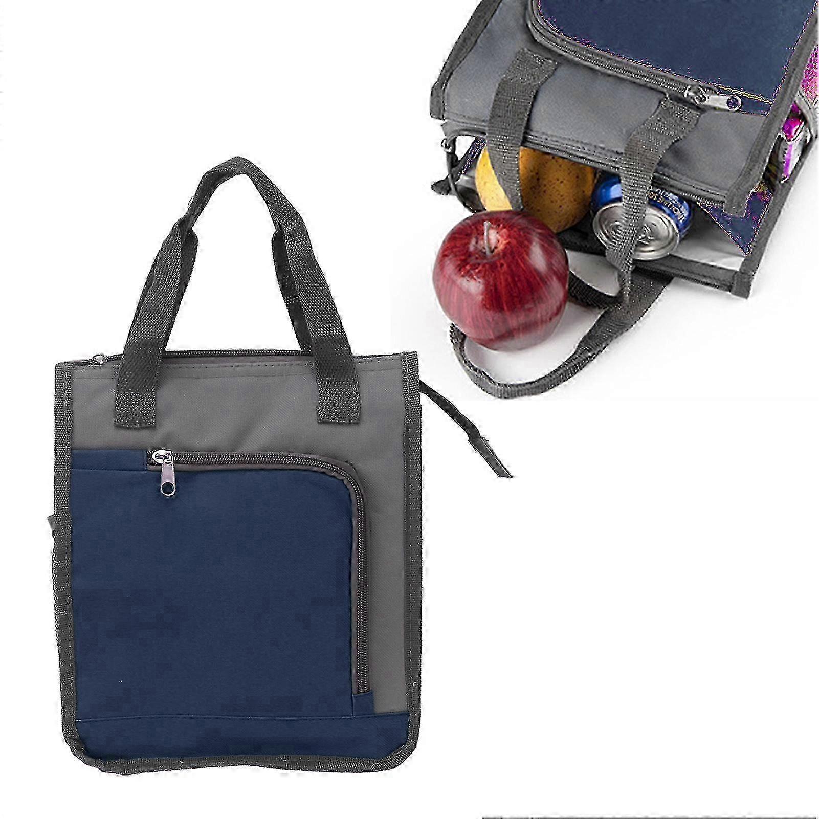 Insulated Refrigerated Bag Widened Handle Insulated Reusable Grocery Bag for Work Travel Hiking Food Delivery Dark Blue