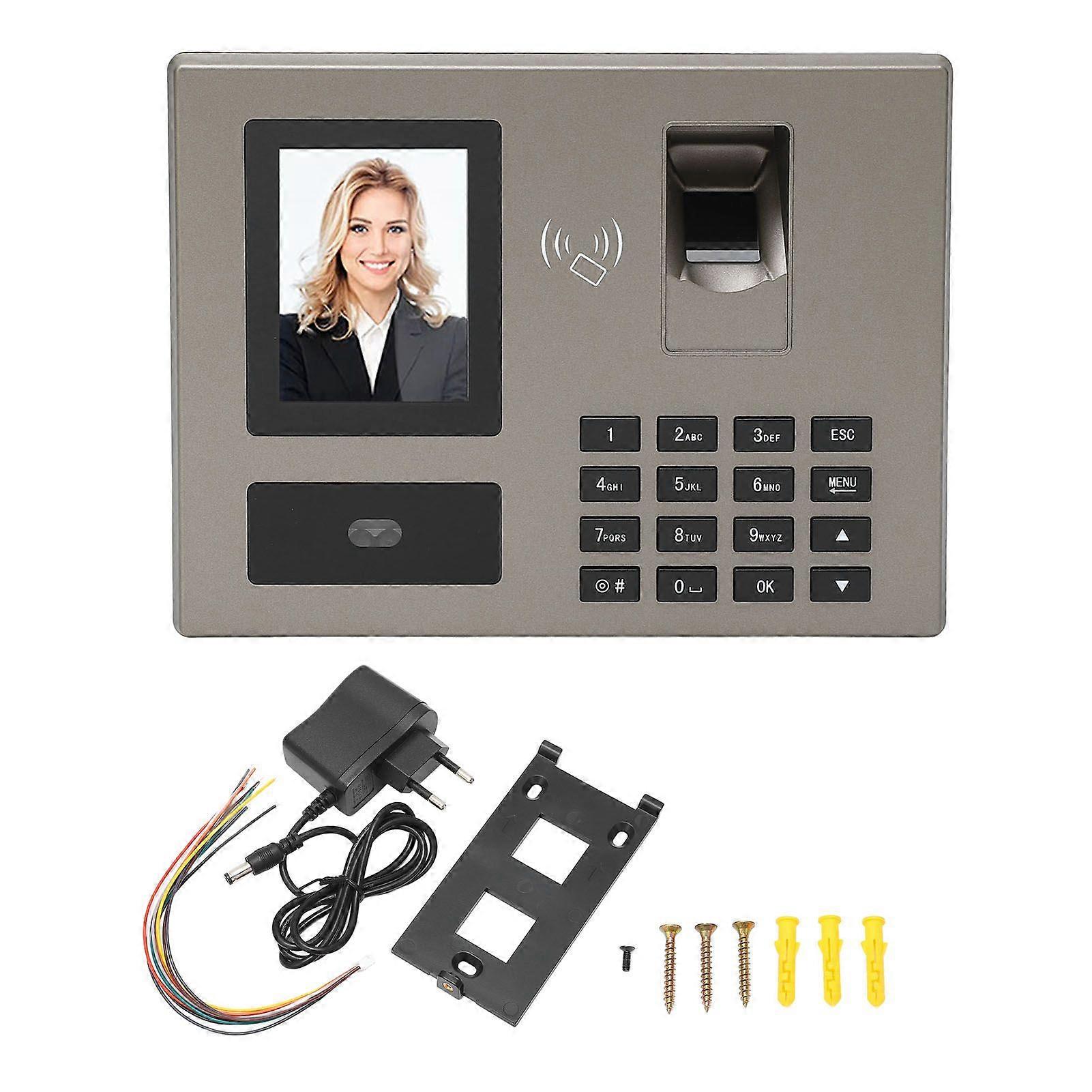Time Clock 4 in 1 Face Recognition Fingerprint Password Card Chinese and English Employee Attendance Machine EU Plug