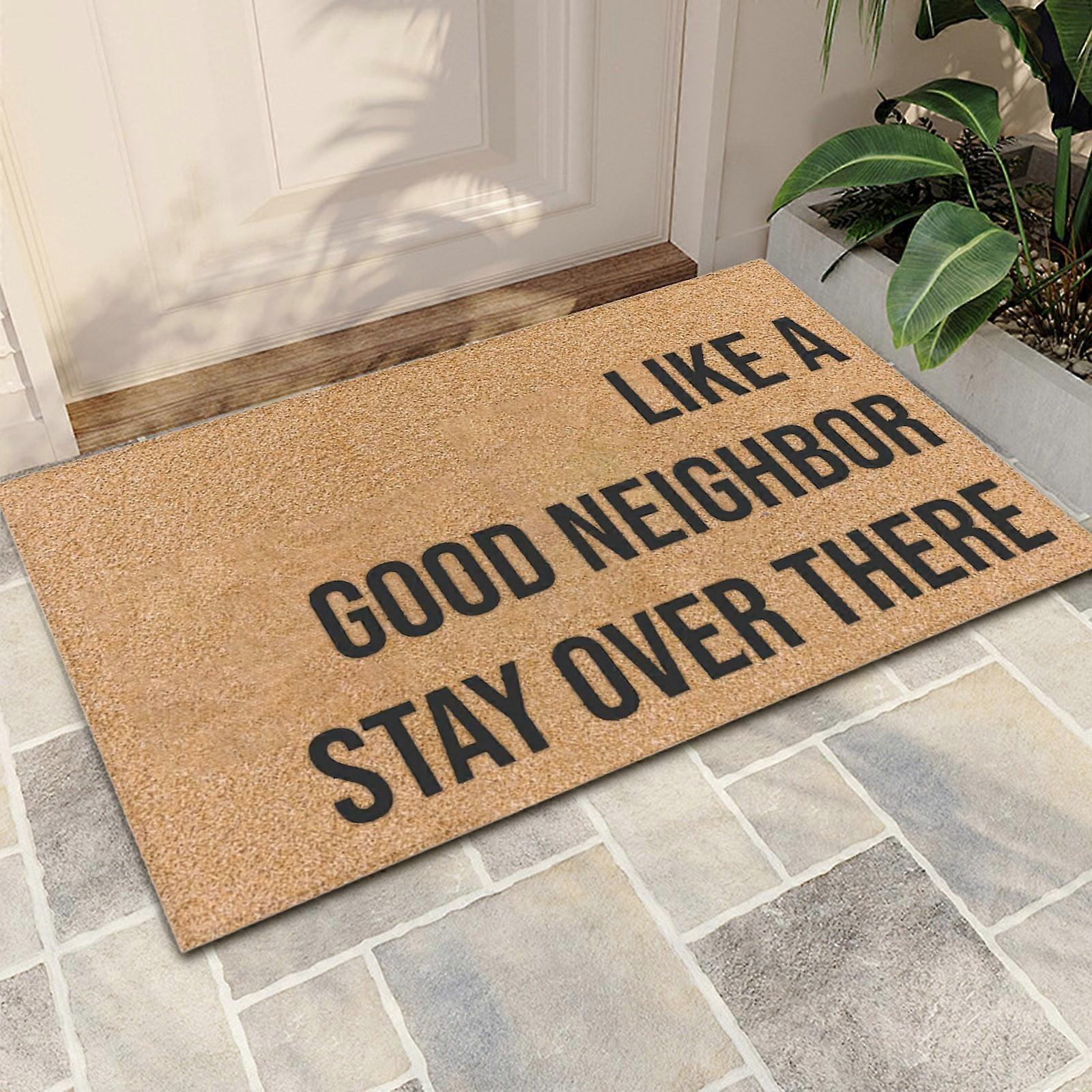 Hilingoto Alphabet Doormat, Clearance! Funny Non-Slip Entry Mat with Rubber Back, "Like A Good Neighbor Stay Over There" Outdoor Welcome Mat