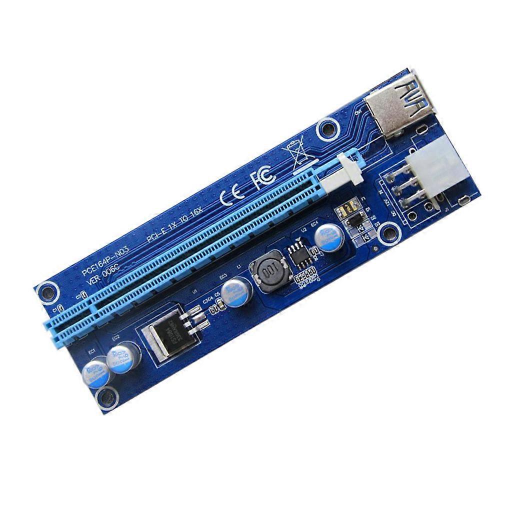 PCI-E Extender Card Mining Computer PCI-E 1x TO 16x Adapter with 6-pin & USB Interface, Blue, 1m USB Cable