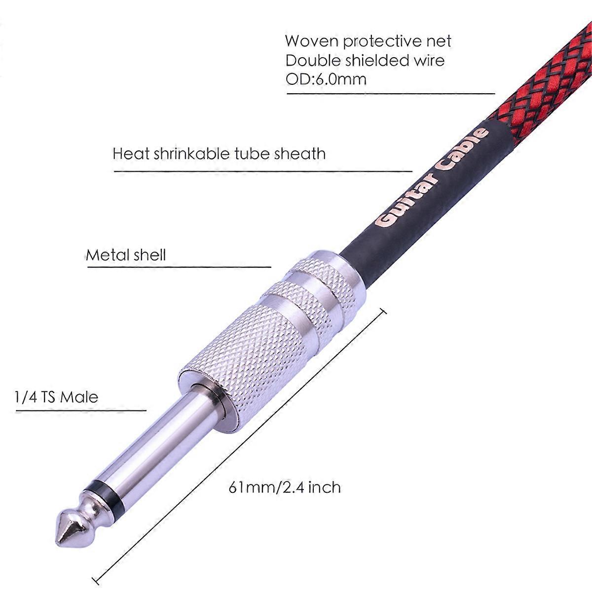 Straight 1/4Inch Stereo Cable Guitar Instrument Cable 1 Meter