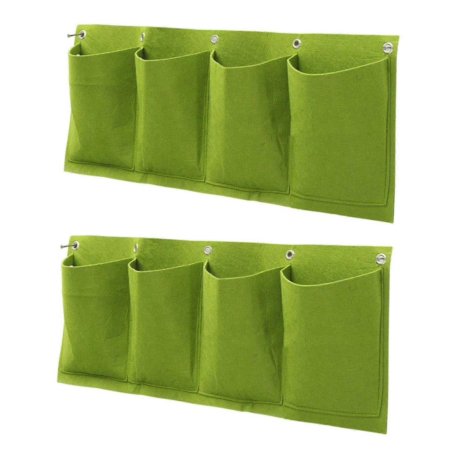 Hanging Planter Bags Two Pack With Pockets For Horizontal Garden Green