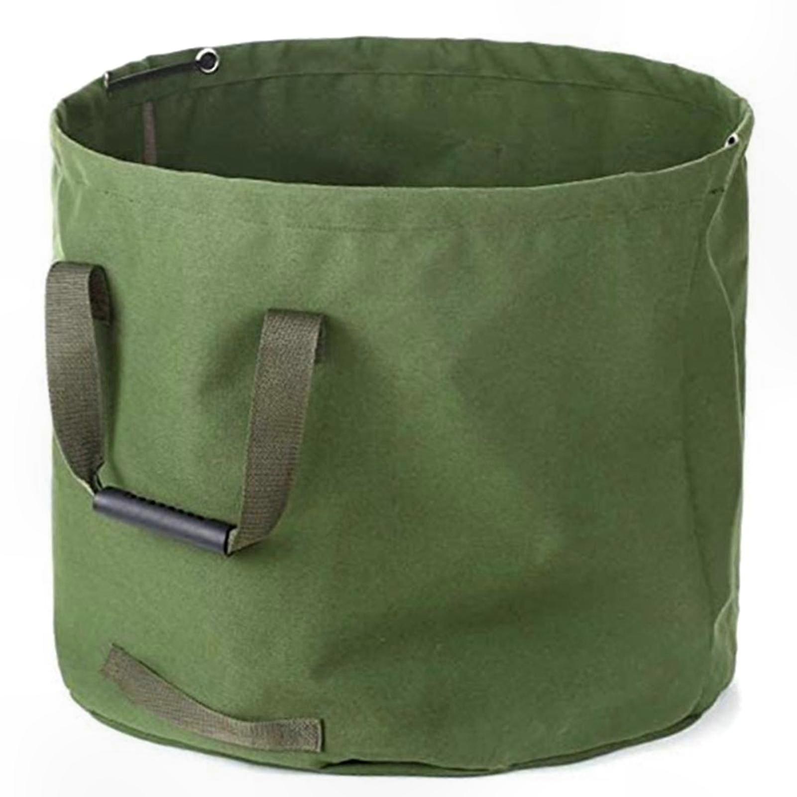 Collapsible Reusable Garden Waste Bag - Water Resistant Canvas Leaf Sack for Yard & Garden