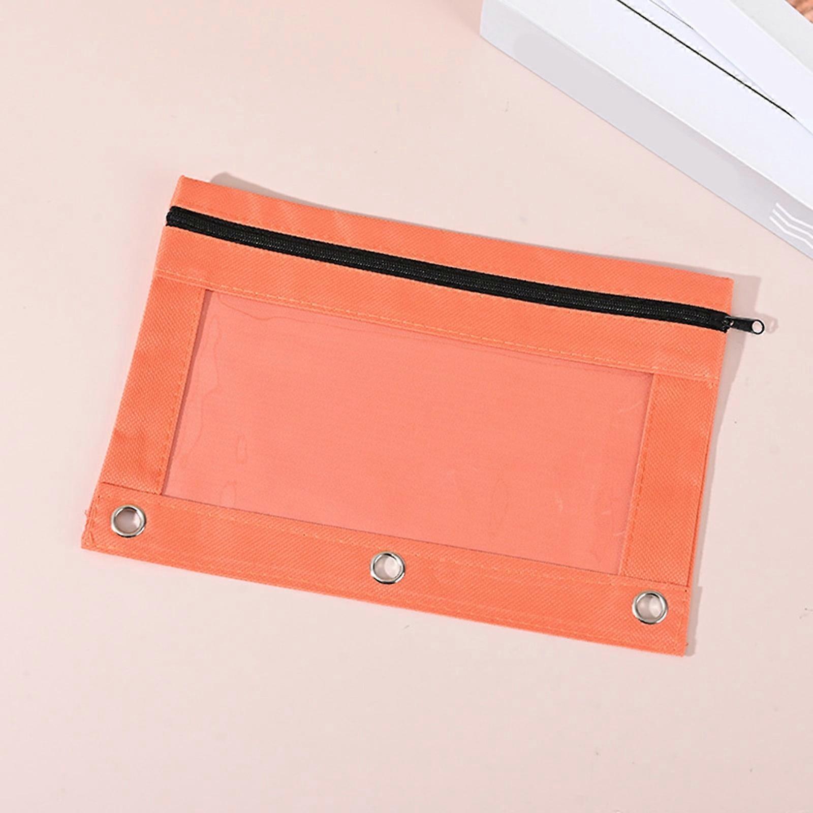 Ganenn Three-hole Oxford Cloth Pencil Case Dan Layer Mesh Large Capacity Black Zipper, 1PC