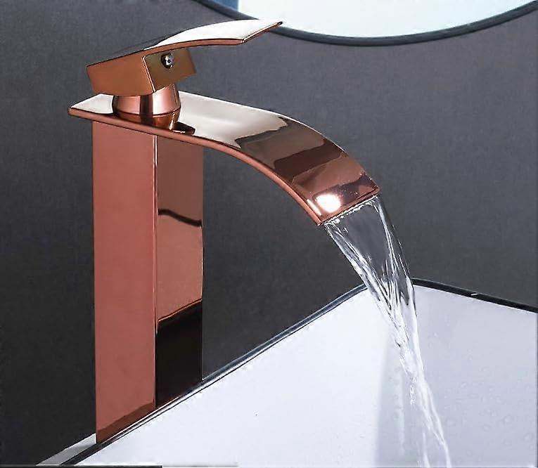 Waterfall Hot and Cold Water Faucet Black Wide Spout Mixer Faucet Balcony Minimalist Plastic Core No Hose