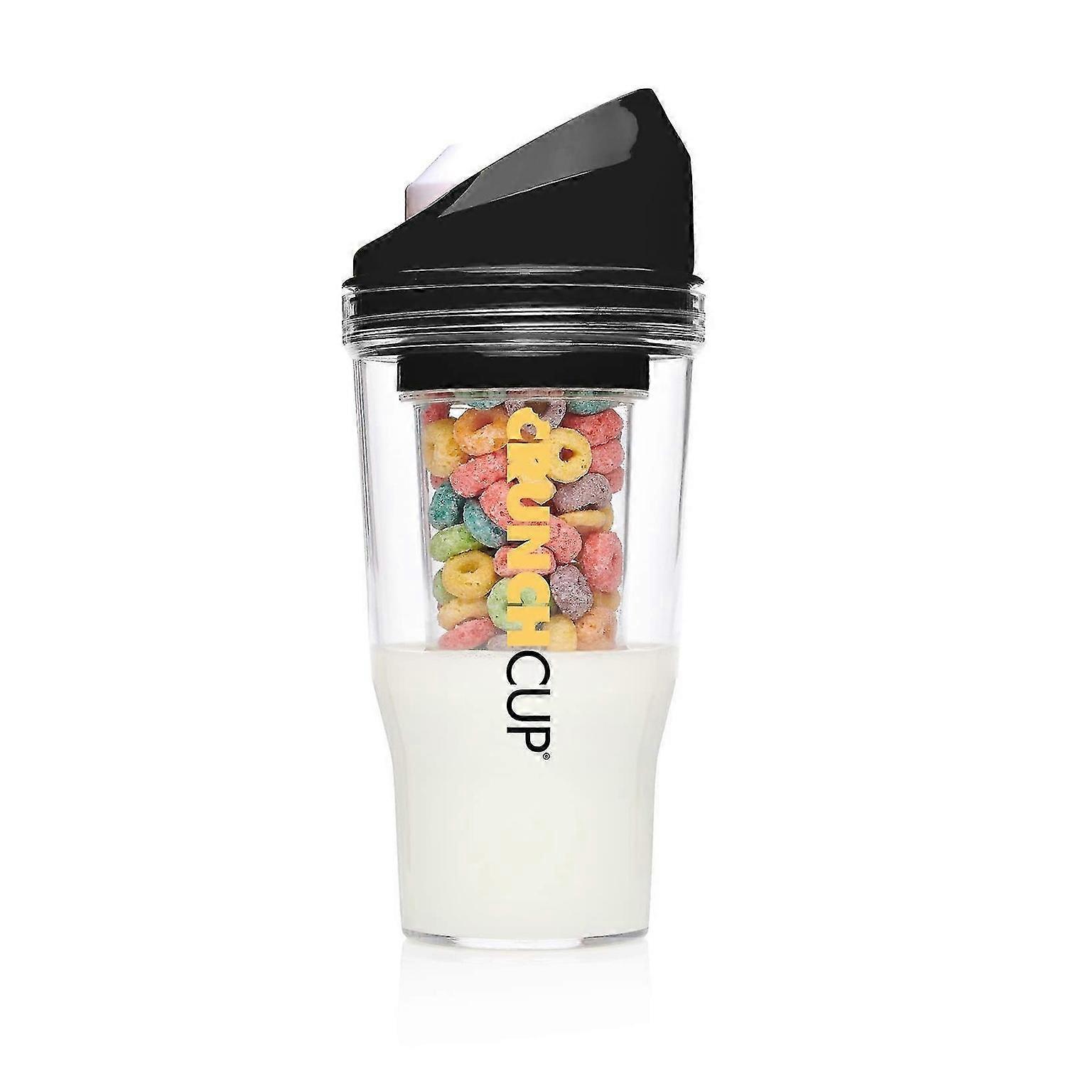 Portable Plastic Cereal Cup for Breakfast On the Go, To Go Cereal and Milk Container, 0 Spoon or Bowl Required White